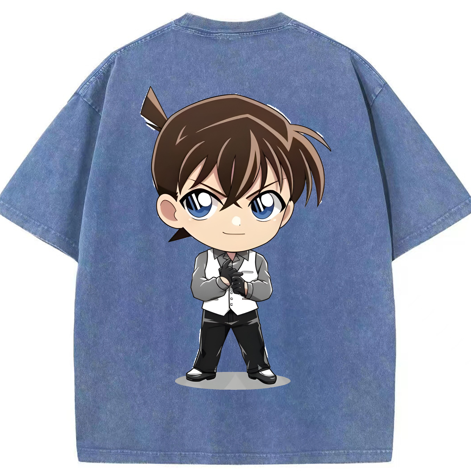 （画像用） 名探偵コナン 江戸川 コナン Detective Conan Conan Edogawa 綿100% ヴィンテージ風 半袖Tシャツ（背面プリント）