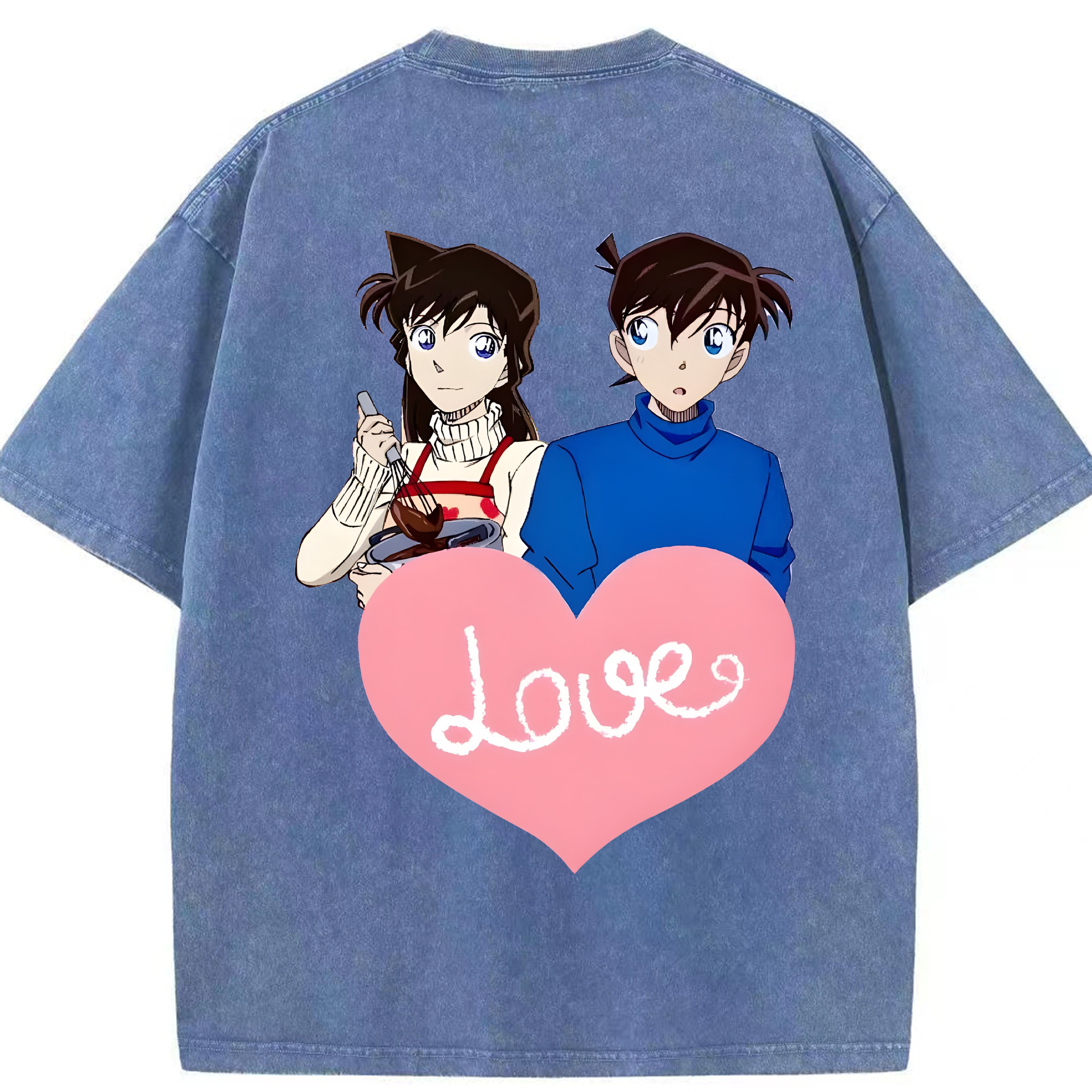 （画像用） 名探偵コナン 毛利 蘭 もうり らん、モーリ ラン Detective Conan Rachel Moore 綿100% ヴィンテージ風 半袖Tシャツ（背面プリント）