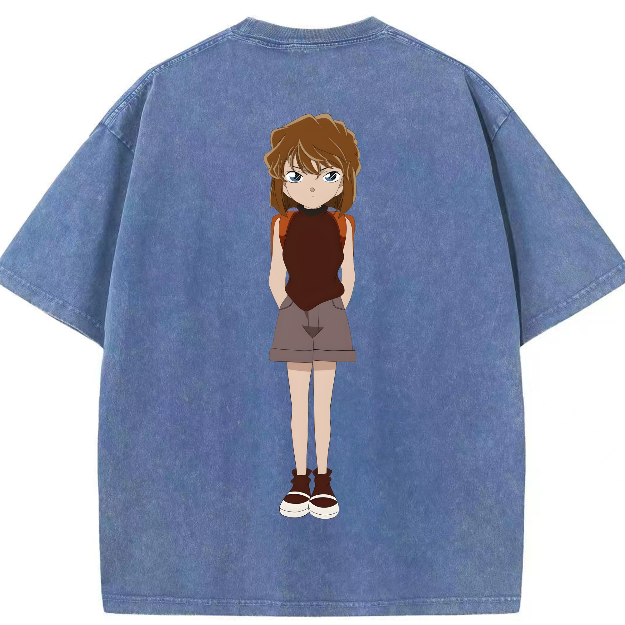 （画像用） 名探偵コナン 灰原 哀 はいばら あい Detective Conan Anita Hailey、Vi Graythorn Haibara Ai 綿100% ヴィンテージ風 半袖Tシャツ（背面プリント）