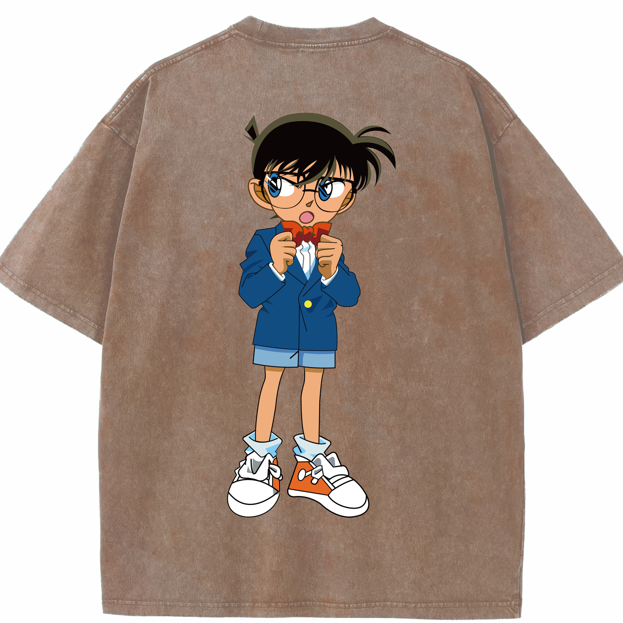 （画像用） 名探偵コナン 江戸川 コナン Detective Conan Conan Edogawa 綿100% ヴィンテージ風 半袖Tシャツ（背面プリント）