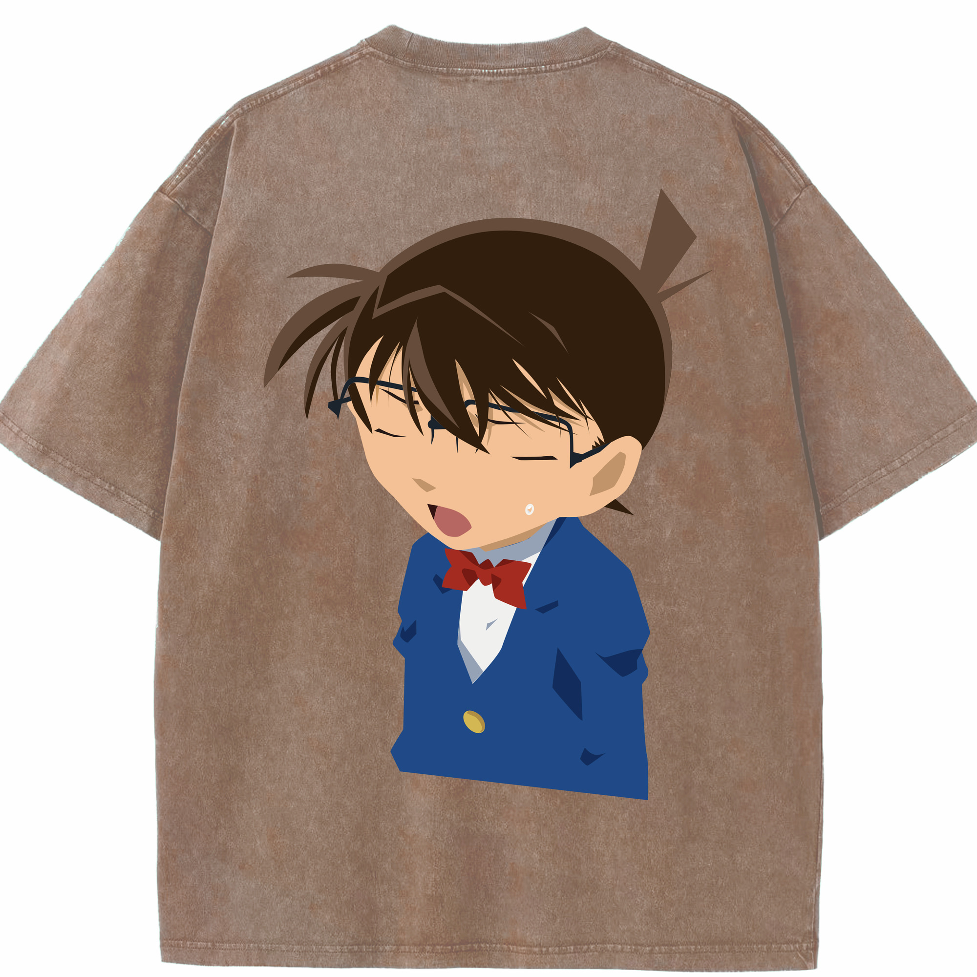 （画像用） 名探偵コナン 江戸川 コナン Detective Conan Conan Edogawa 綿100% ヴィンテージ風 半袖Tシャツ（背面プリント）