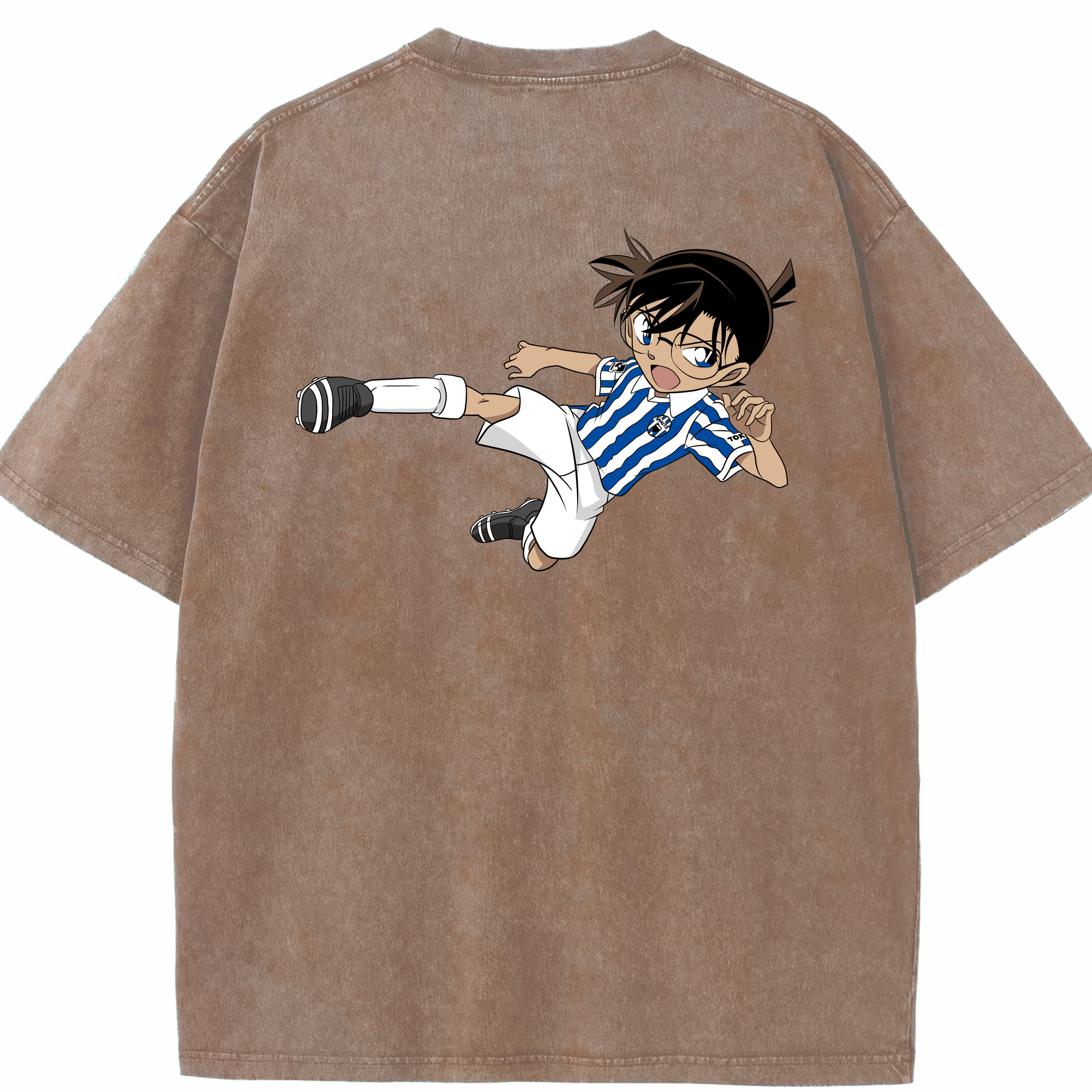 （画像用） 名探偵コナン 江戸川 コナン Detective Conan Conan Edogawa 綿100% ヴィンテージ風 半袖Tシャツ（背面プリント）