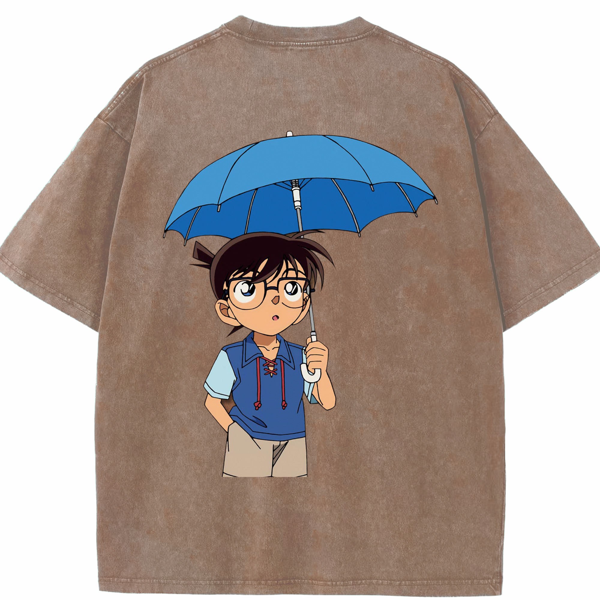 （画像用） 名探偵コナン 江戸川 コナン Detective Conan Conan Edogawa 綿100% ヴィンテージ風 半袖Tシャツ（背面プリント）