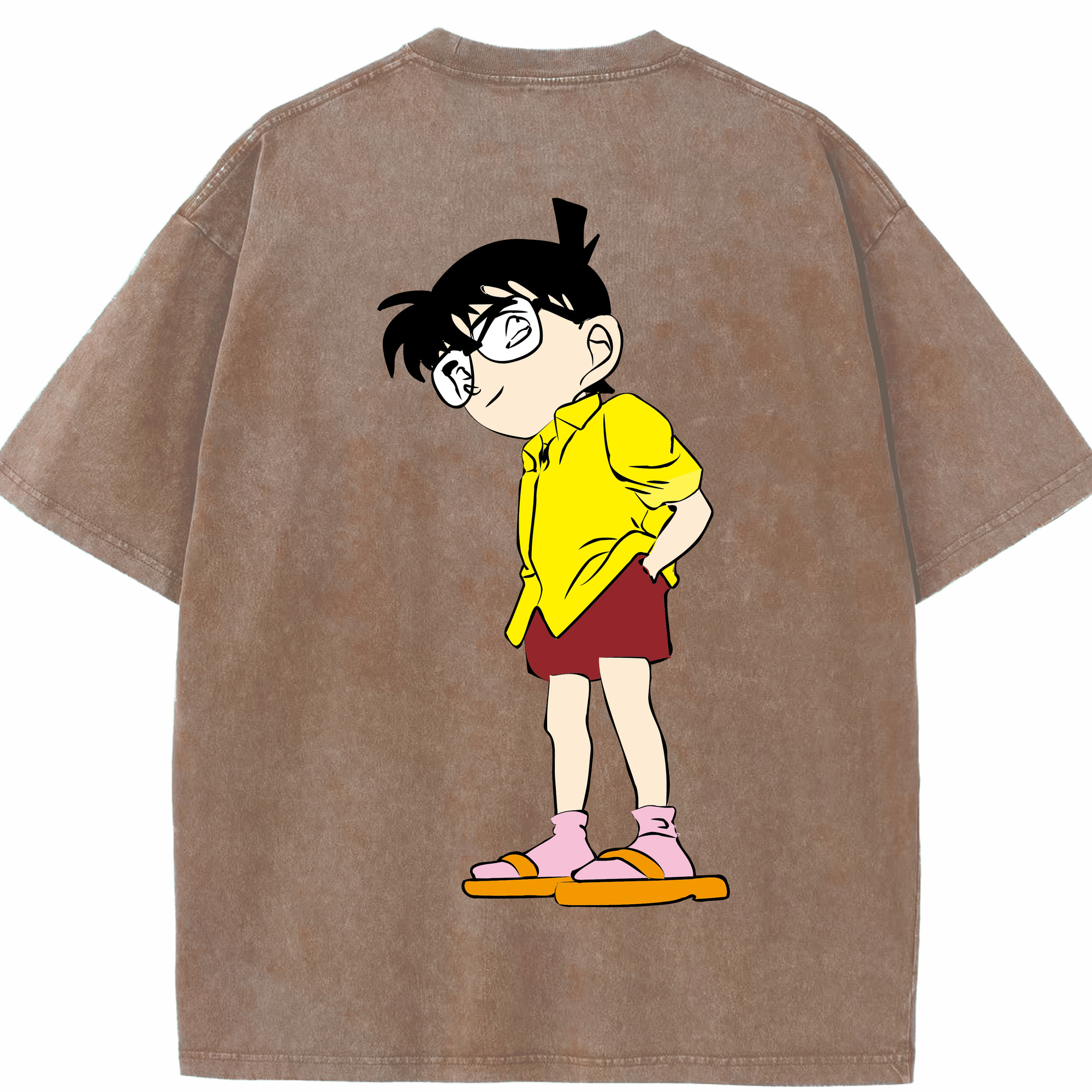 （画像用） 名探偵コナン 江戸川 コナン Detective Conan Conan Edogawa 綿100% ヴィンテージ風 半袖Tシャツ（背面プリント）