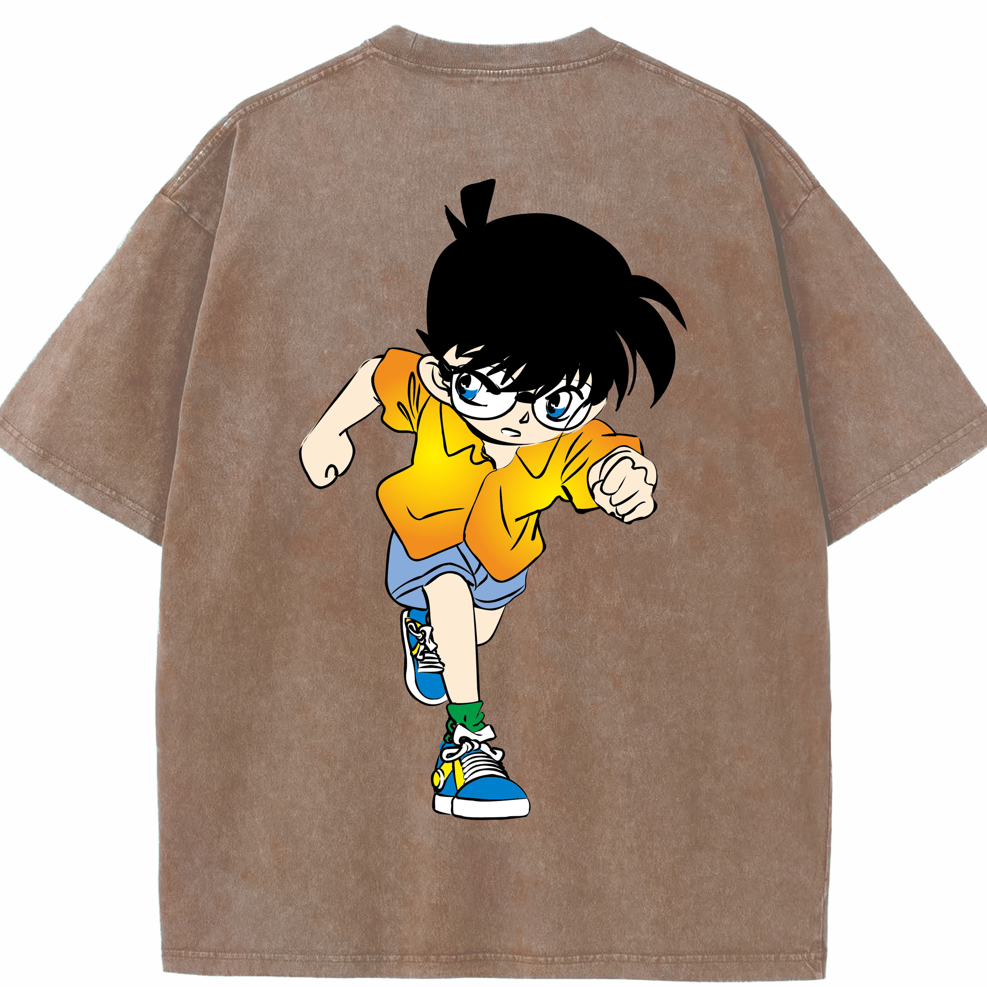 （画像用） 名探偵コナン 江戸川 コナン Detective Conan Conan Edogawa 綿100% ヴィンテージ風 半袖Tシャツ（背面プリント）
