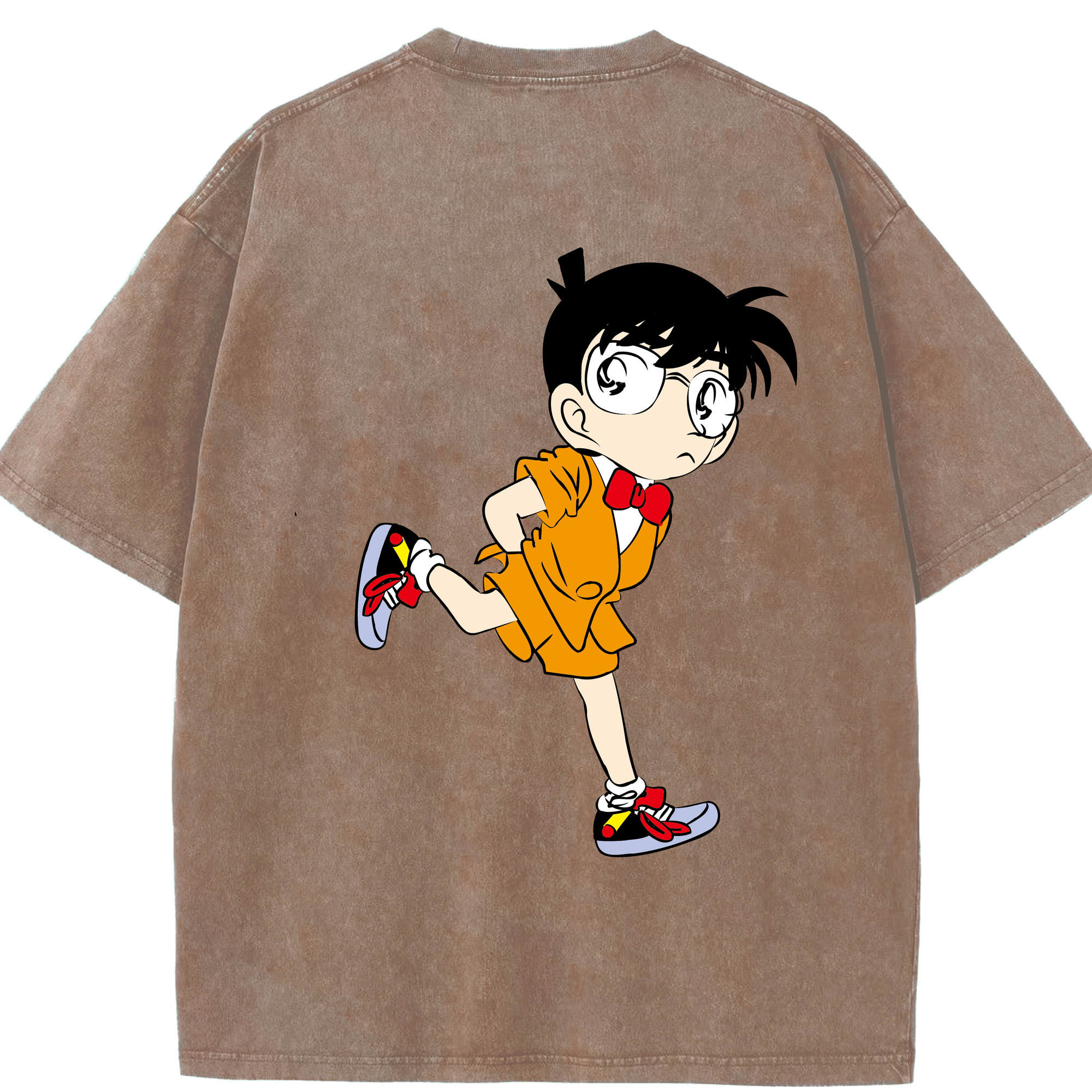 （画像用） 名探偵コナン 江戸川 コナン Detective Conan Conan Edogawa 綿100% ヴィンテージ風 半袖Tシャツ（背面プリント）