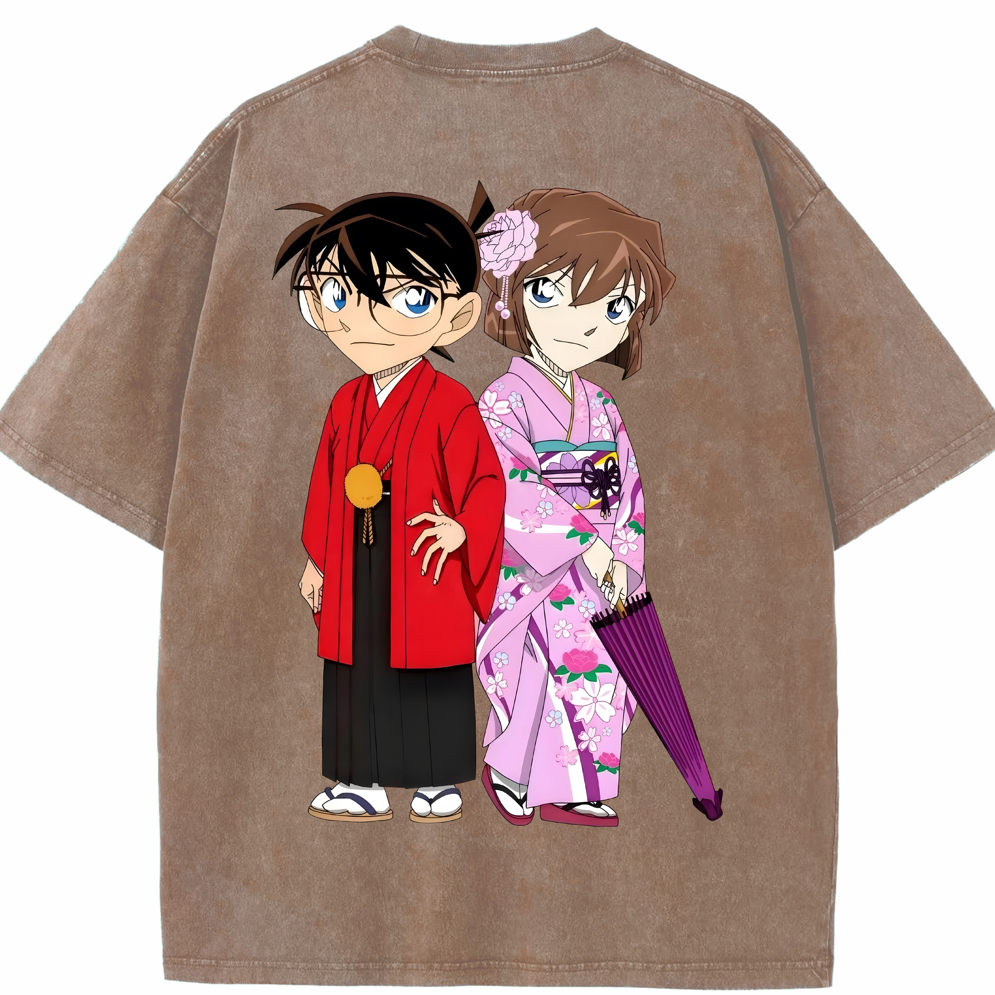 （画像用） 名探偵コナン 江戸川 コナン Detective Conan Conan Edogawa 綿100% ヴィンテージ風 半袖Tシャツ（背面プリント）