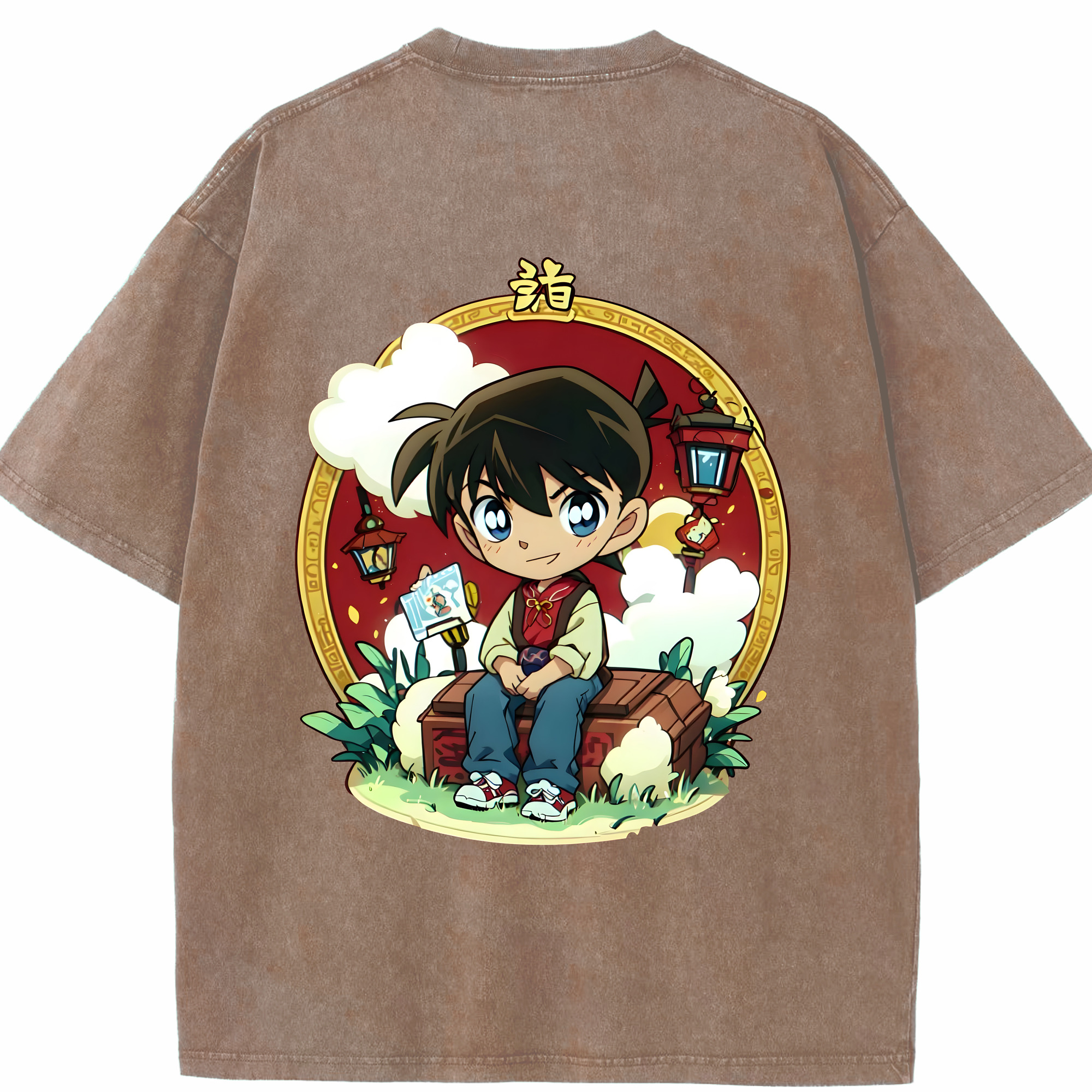 （画像用） 名探偵コナン 江戸川 コナン Detective Conan Conan Edogawa 綿100% ヴィンテージ風 半袖Tシャツ（背面プリント）