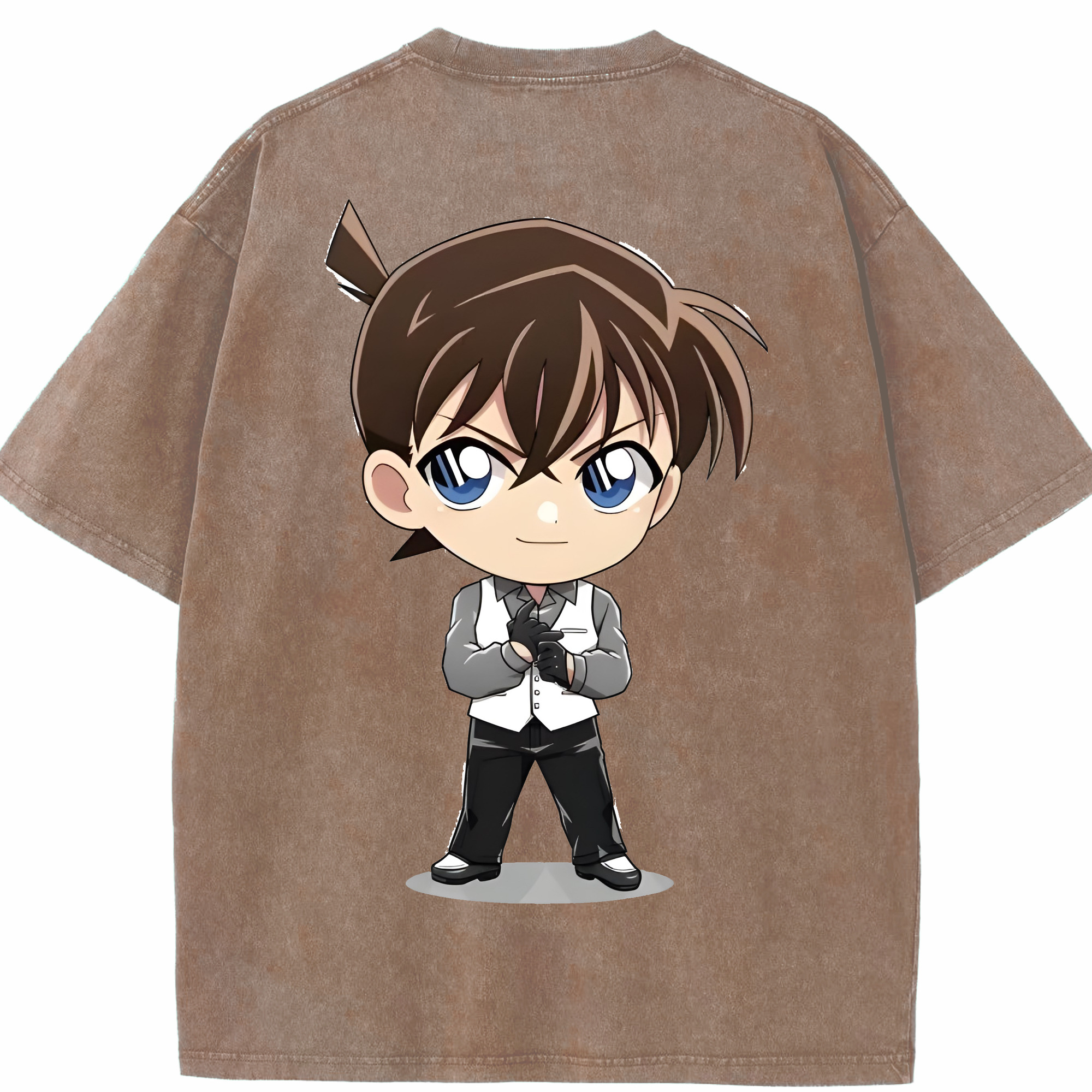 （画像用） 名探偵コナン 江戸川 コナン Detective Conan Conan Edogawa 綿100% ヴィンテージ風 半袖Tシャツ（背面プリント）