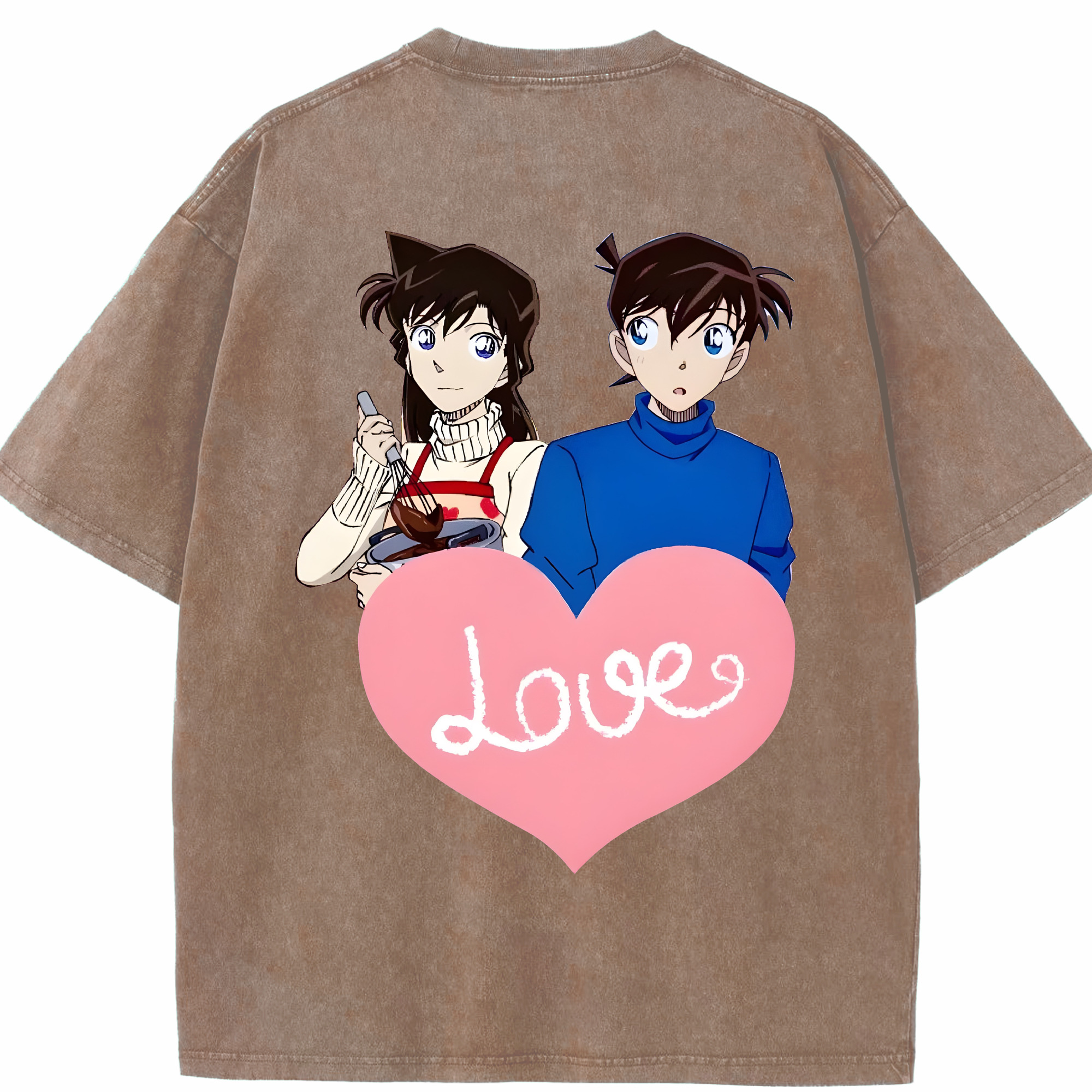 （画像用） 名探偵コナン 毛利 蘭 もうり らん、モーリ ラン Detective Conan Rachel Moore 綿100% ヴィンテージ風 半袖Tシャツ（背面プリント）