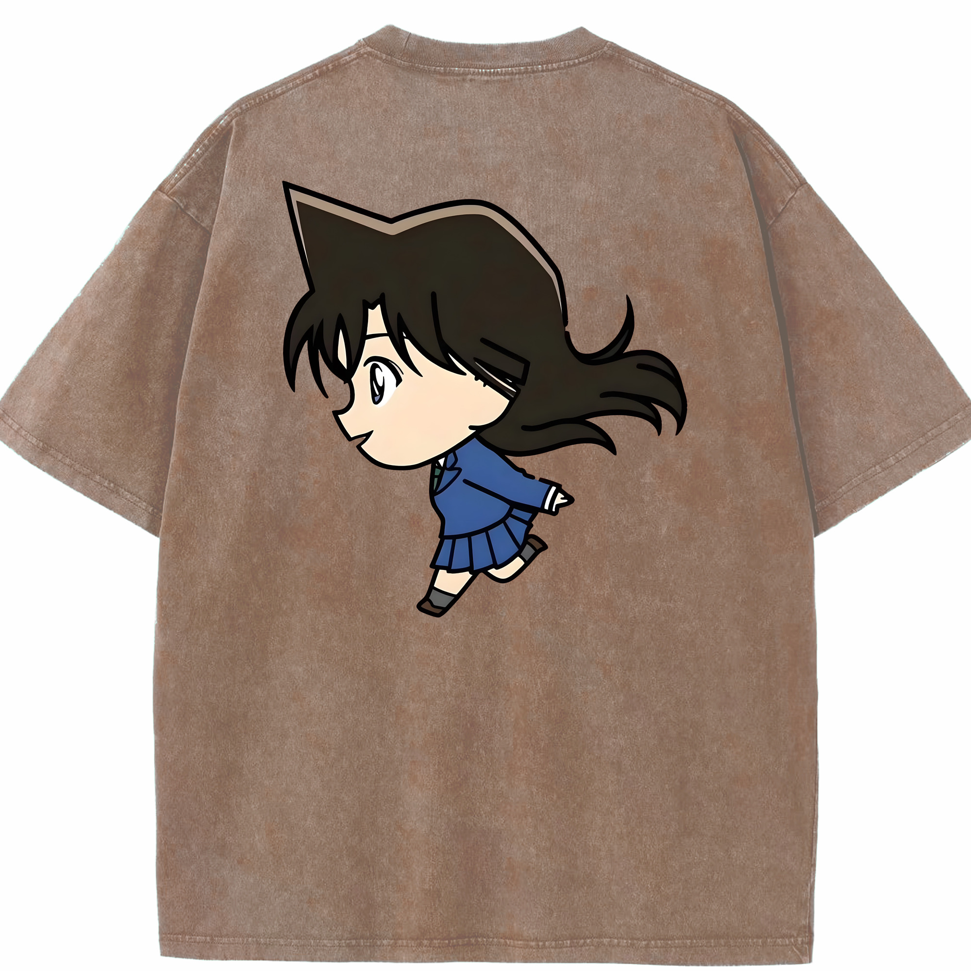 （画像用） 名探偵コナン 毛利 蘭 もうり らん、モーリ ラン Detective Conan Rachel Moore 綿100% ヴィンテージ風 半袖Tシャツ（背面プリント）