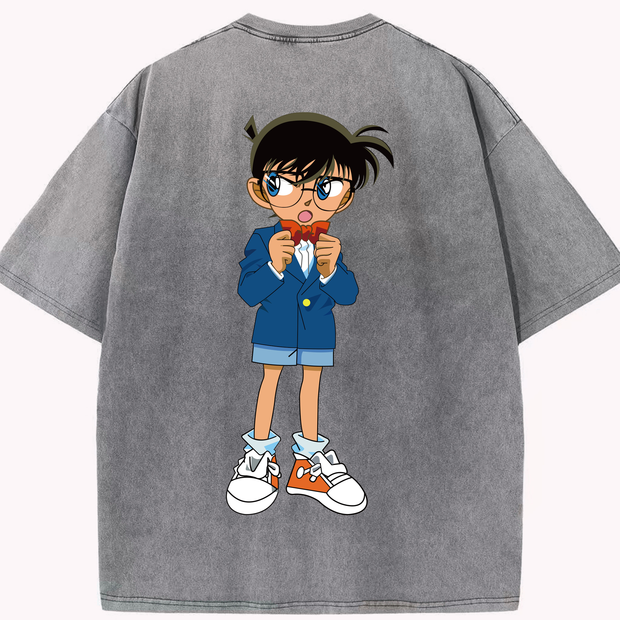 （画像用） 名探偵コナン 江戸川 コナン Detective Conan Conan Edogawa 綿100% ヴィンテージ風 半袖Tシャツ（背面プリント）