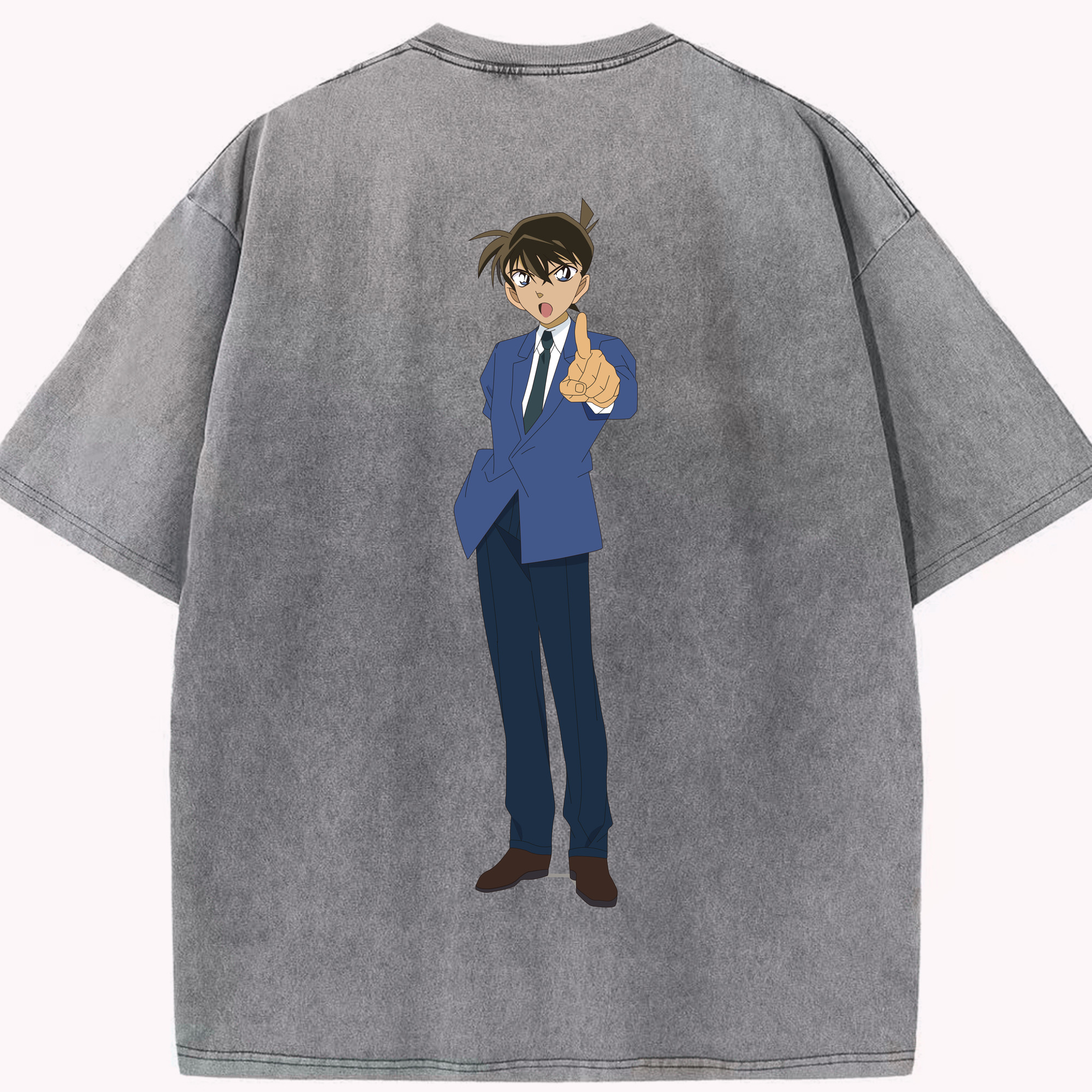 （画像用） 名探偵コナン 江戸川 コナン Detective Conan Conan Edogawa 綿100% ヴィンテージ風 半袖Tシャツ（背面プリント）