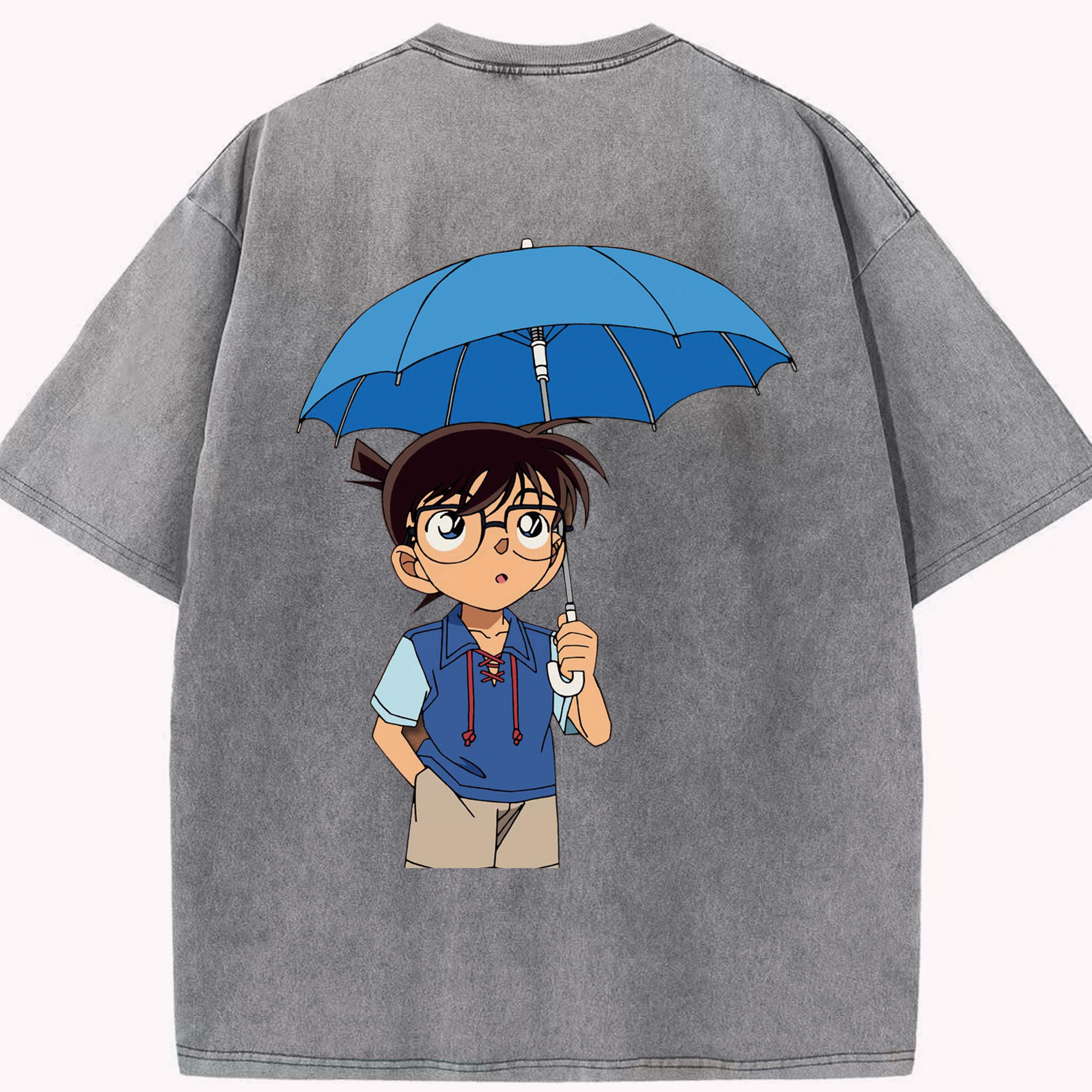 （画像用） 名探偵コナン 江戸川 コナン Detective Conan Conan Edogawa 綿100% ヴィンテージ風 半袖Tシャツ（背面プリント）