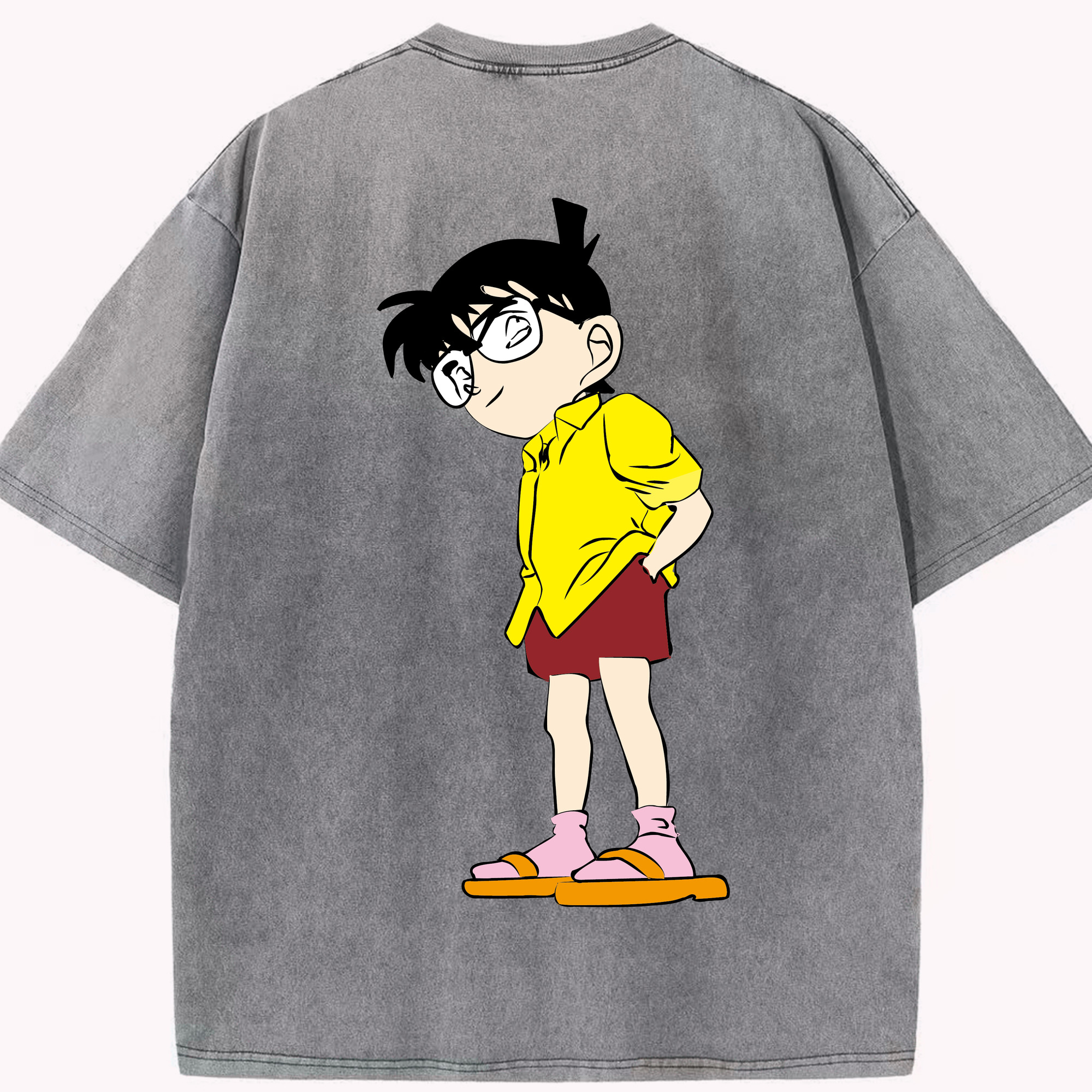 （画像用） 名探偵コナン 江戸川 コナン Detective Conan Conan Edogawa 綿100% ヴィンテージ風 半袖Tシャツ（背面プリント）