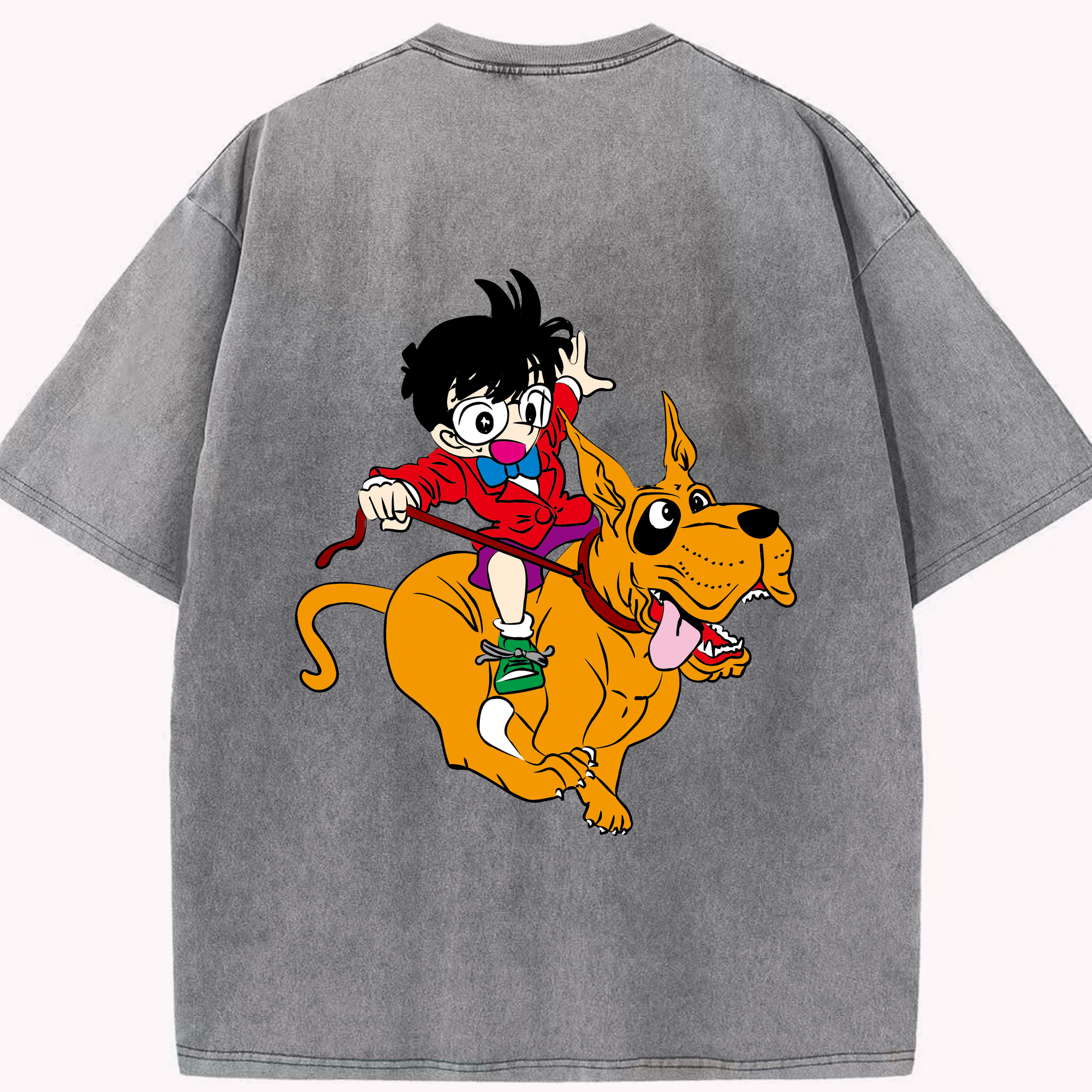 （画像用） 名探偵コナン 江戸川 コナン Detective Conan Conan Edogawa 綿100% ヴィンテージ風 半袖Tシャツ（背面プリント）