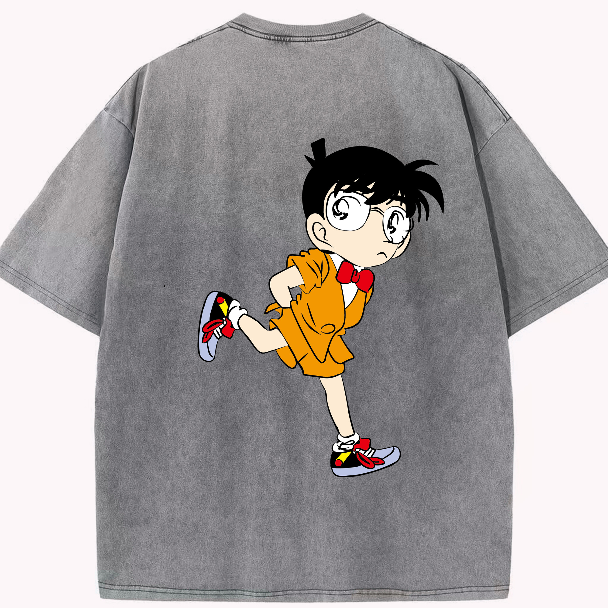 （画像用） 名探偵コナン 江戸川 コナン Detective Conan Conan Edogawa 綿100% ヴィンテージ風 半袖Tシャツ（背面プリント）