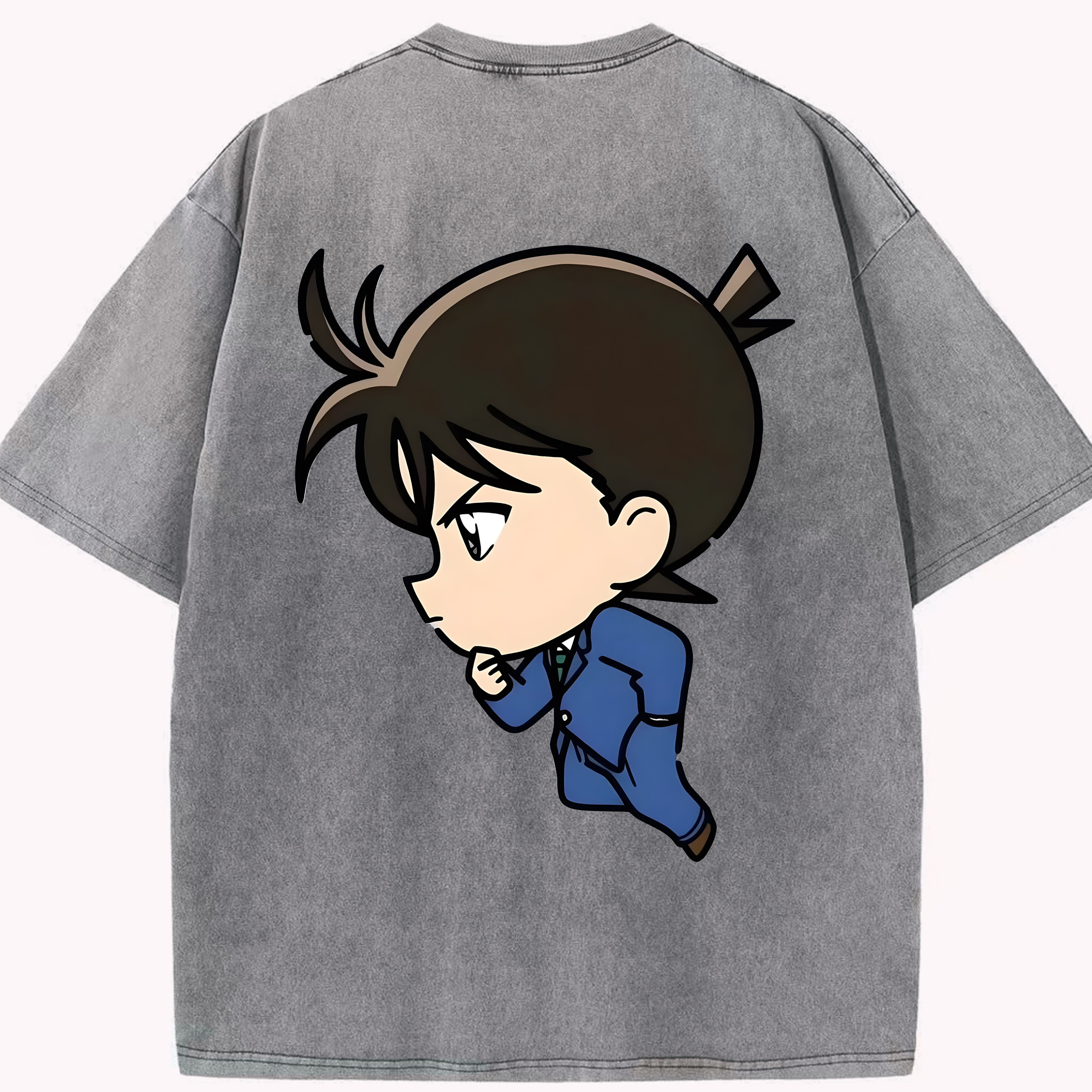 （画像用） 名探偵コナン 江戸川 コナン Detective Conan Conan Edogawa 綿100% ヴィンテージ風 半袖Tシャツ（背面プリント）