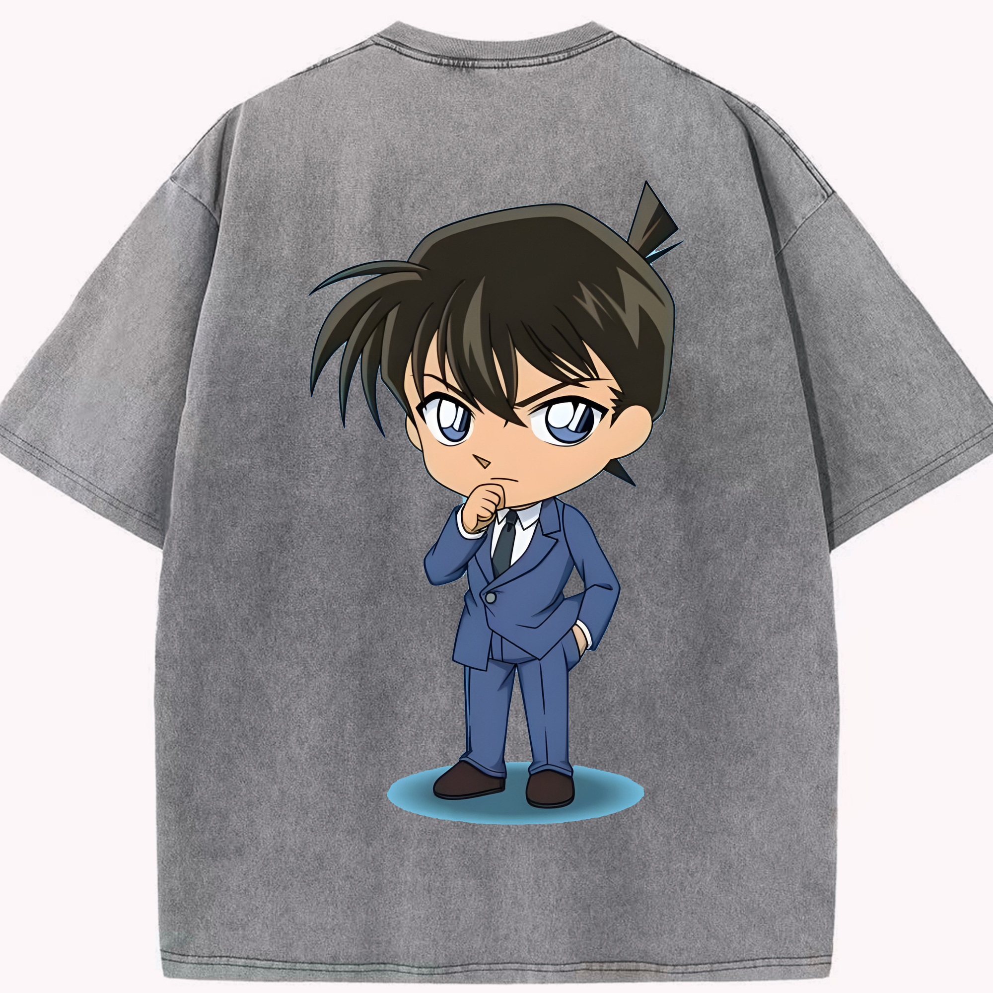 （画像用） 名探偵コナン 江戸川 コナン Detective Conan Conan Edogawa 綿100% ヴィンテージ風 半袖Tシャツ（背面プリント）