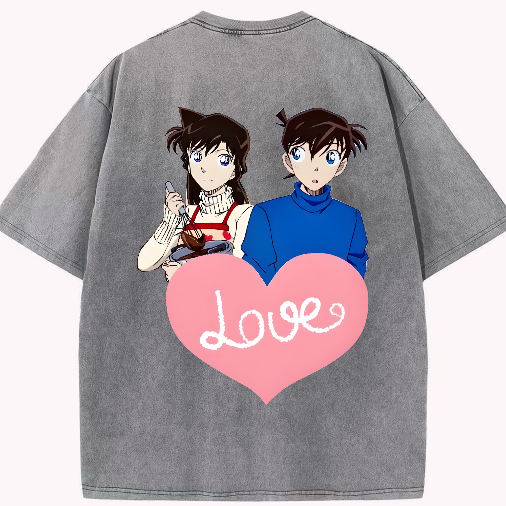 （画像用） 名探偵コナン 毛利 蘭 もうり らん、モーリ ラン Detective Conan Rachel Moore 綿100% ヴィンテージ風 半袖Tシャツ（背面プリント）