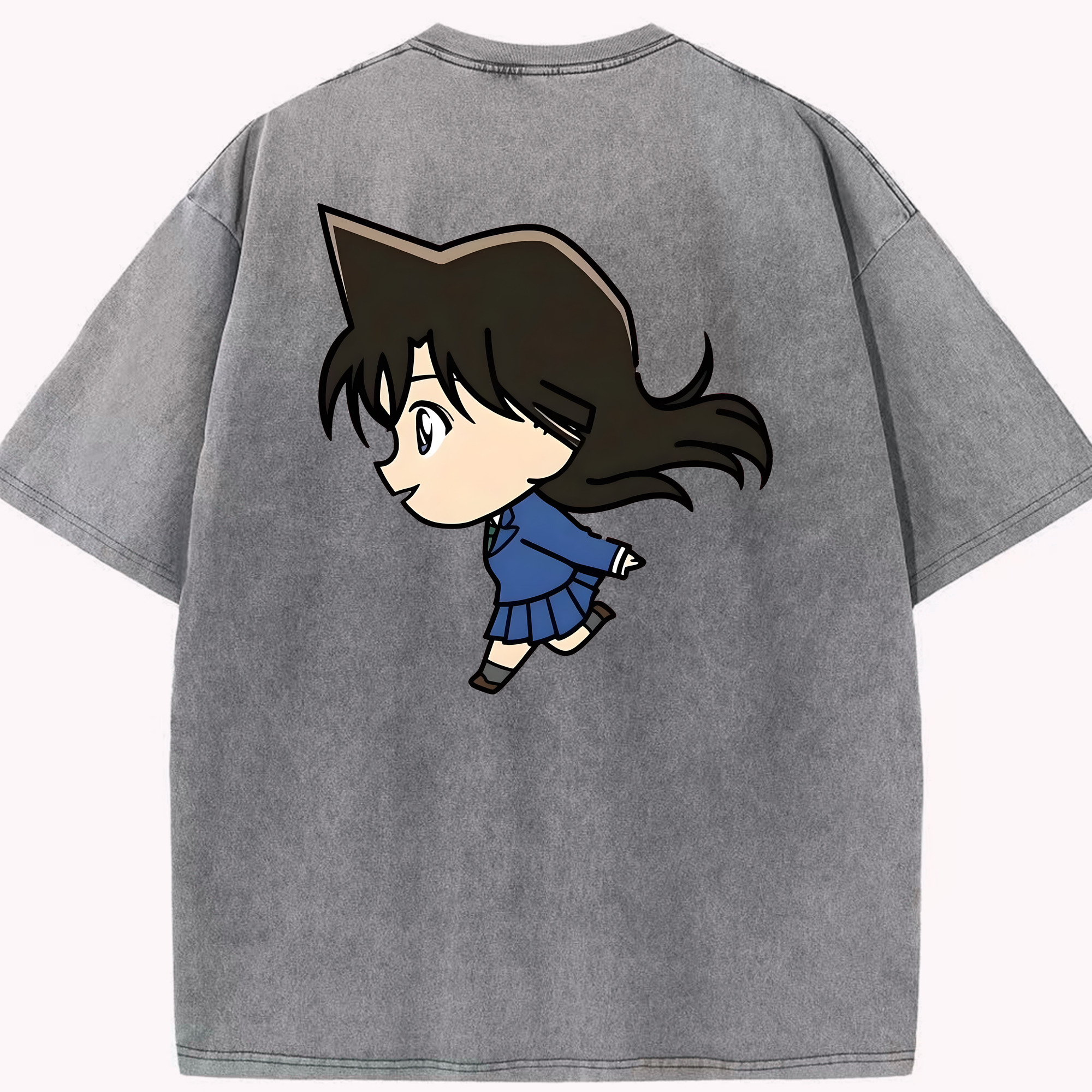 （画像用） 名探偵コナン 毛利 蘭 もうり らん、モーリ ラン Detective Conan Rachel Moore 綿100% ヴィンテージ風 半袖Tシャツ（背面プリント）