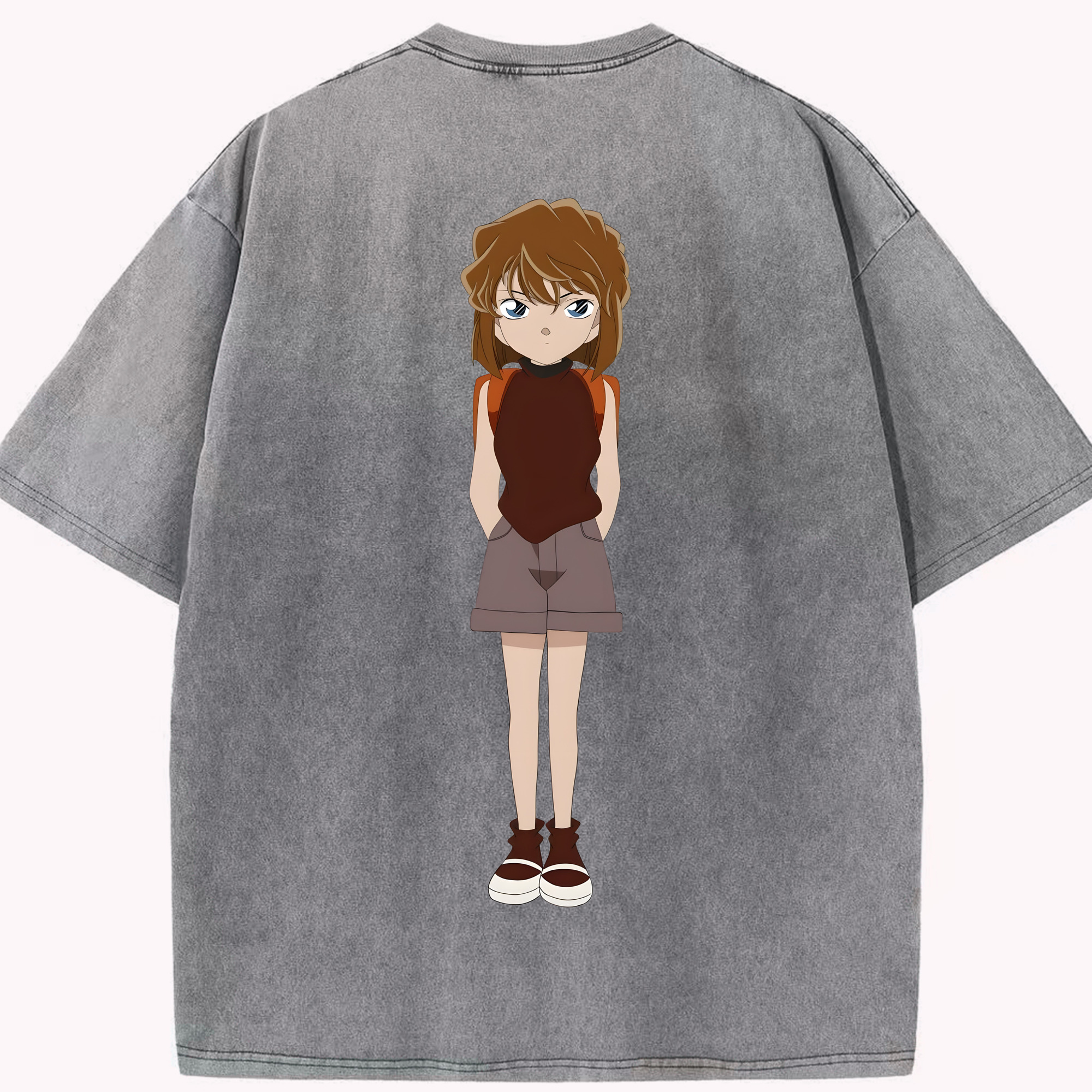 （画像用） 名探偵コナン 灰原 哀 はいばら あい Detective Conan Anita Hailey、Vi Graythorn Haibara Ai 綿100% ヴィンテージ風 半袖Tシャツ（背面プリント）