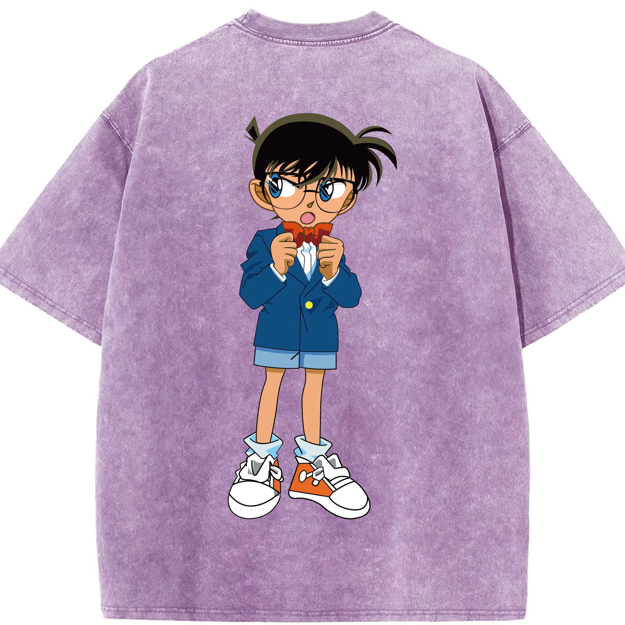 （画像用） 名探偵コナン 江戸川 コナン Detective Conan Conan Edogawa 綿100% ヴィンテージ風 半袖Tシャツ（背面プリント）