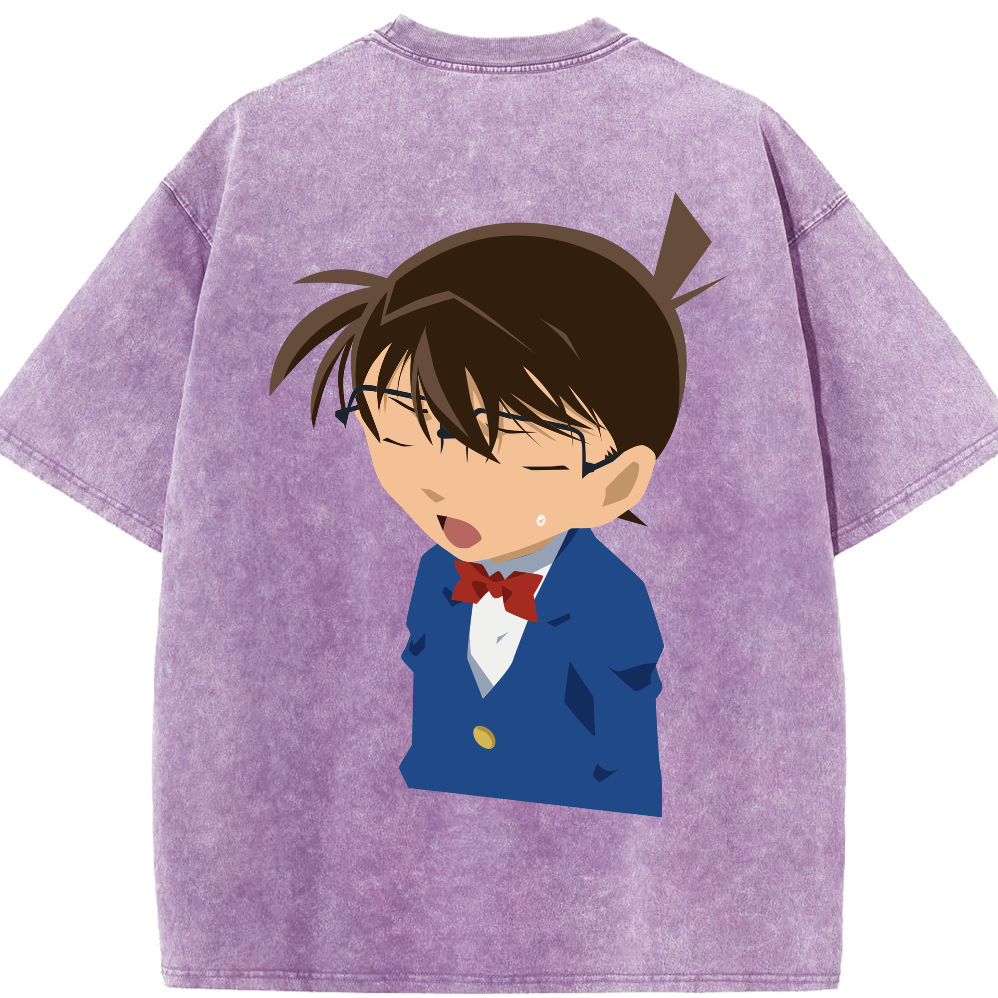 （画像用） 名探偵コナン 江戸川 コナン Detective Conan Conan Edogawa 綿100% ヴィンテージ風 半袖Tシャツ（背面プリント）