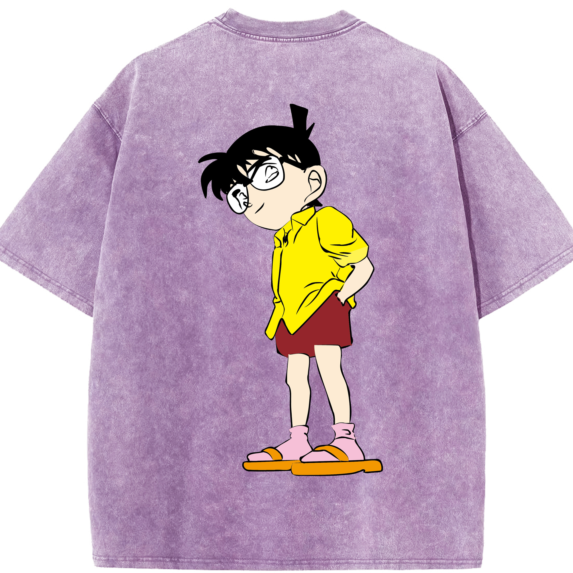 （画像用） 名探偵コナン 江戸川 コナン Detective Conan Conan Edogawa 綿100% ヴィンテージ風 半袖Tシャツ（背面プリント）