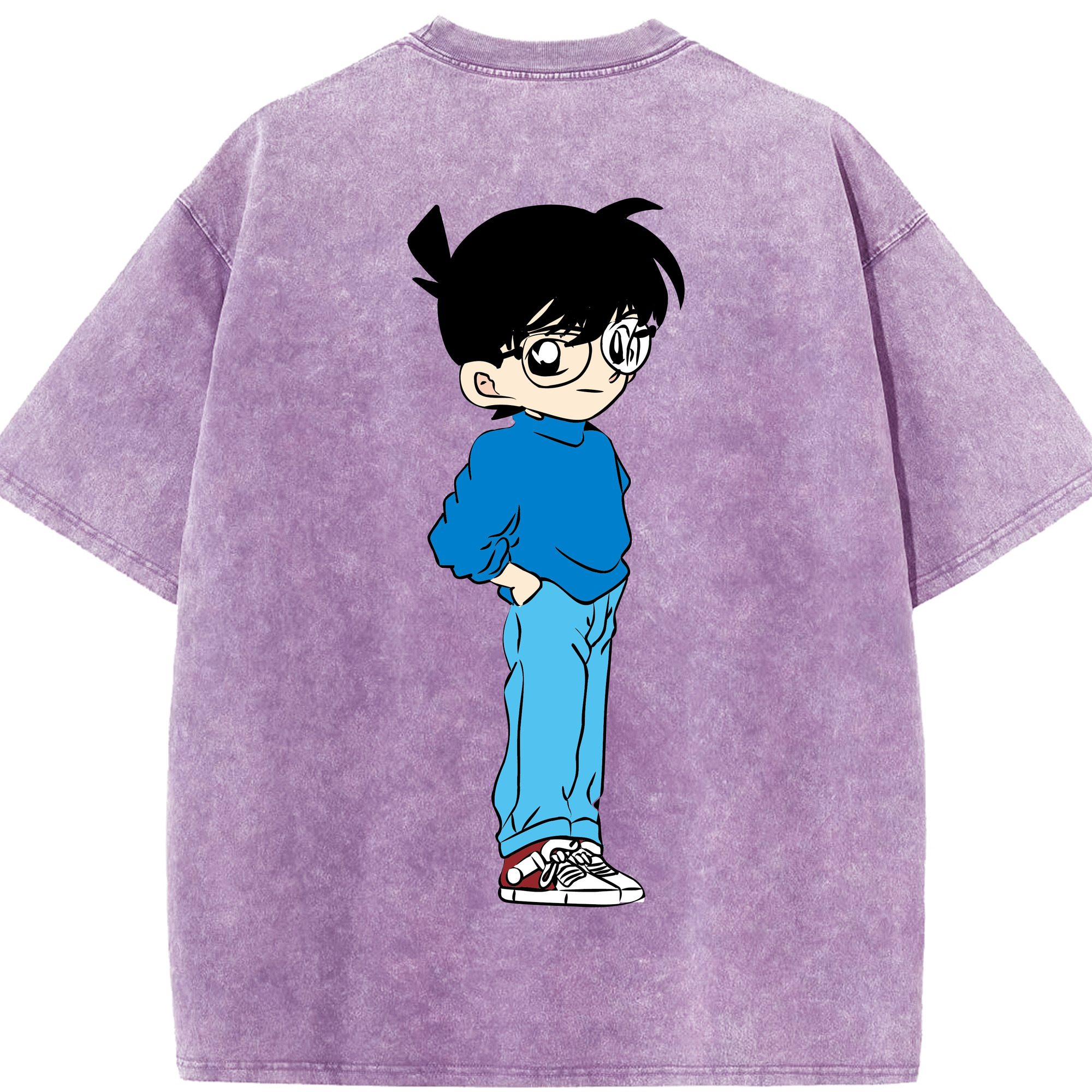 （画像用） 名探偵コナン 江戸川 コナン Detective Conan Conan Edogawa 綿100% ヴィンテージ風 半袖Tシャツ（背面プリント）