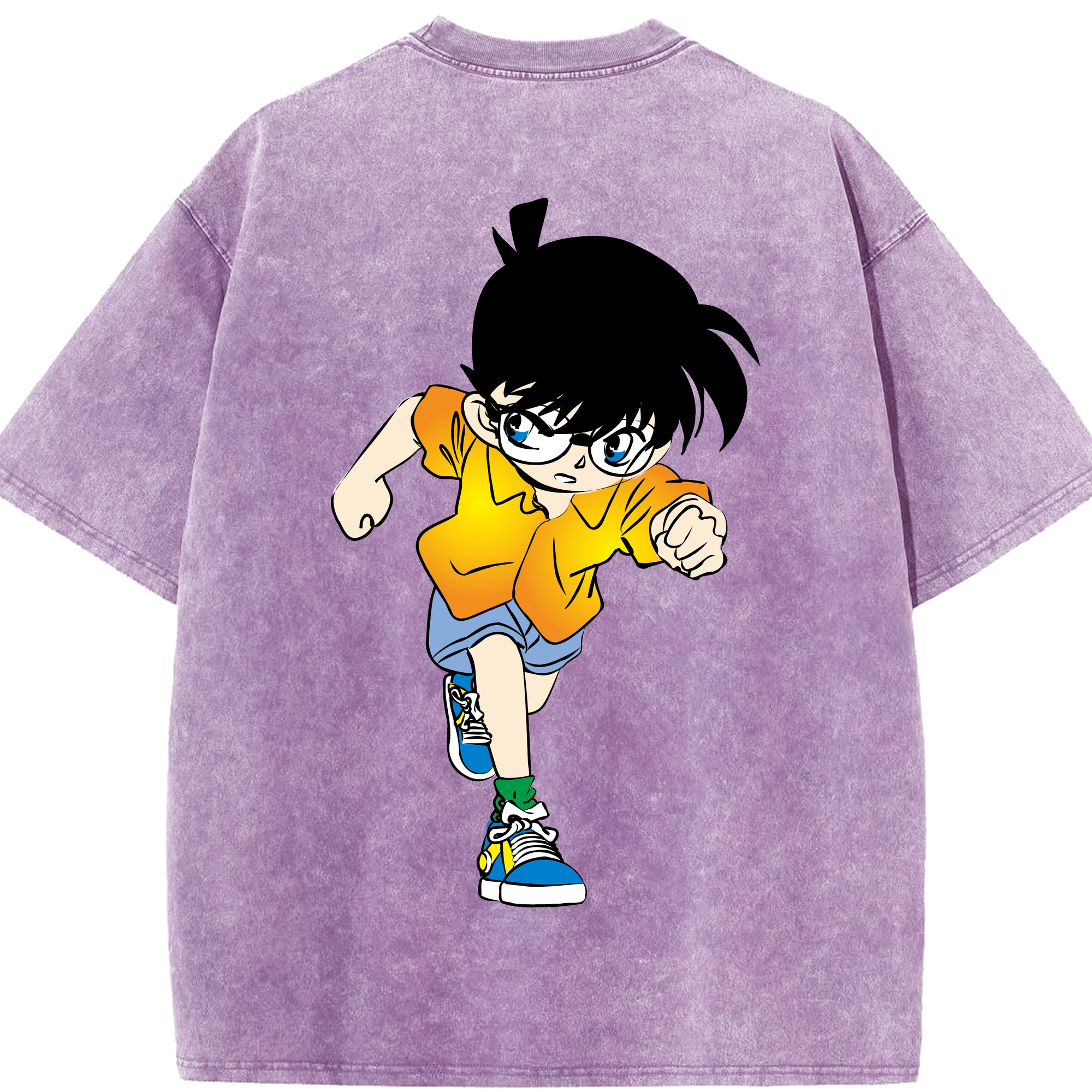 （画像用） 名探偵コナン 江戸川 コナン Detective Conan Conan Edogawa 綿100% ヴィンテージ風 半袖Tシャツ（背面プリント）