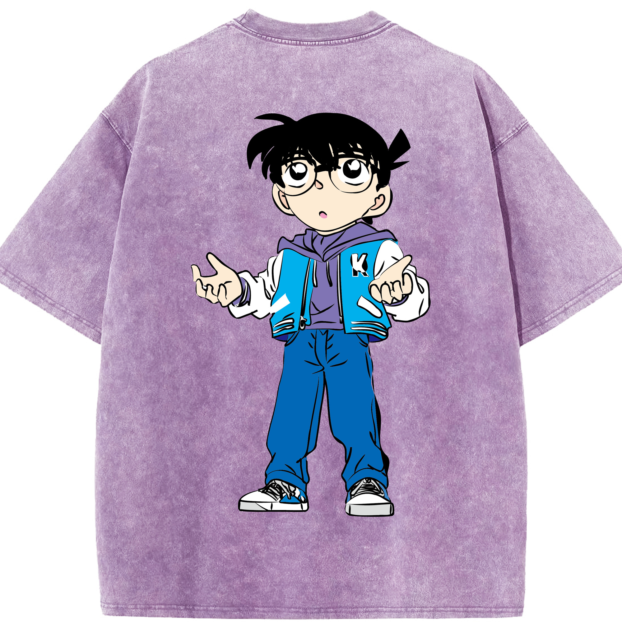 （画像用） 名探偵コナン 江戸川 コナン Detective Conan Conan Edogawa 綿100% ヴィンテージ風 半袖Tシャツ（背面プリント）