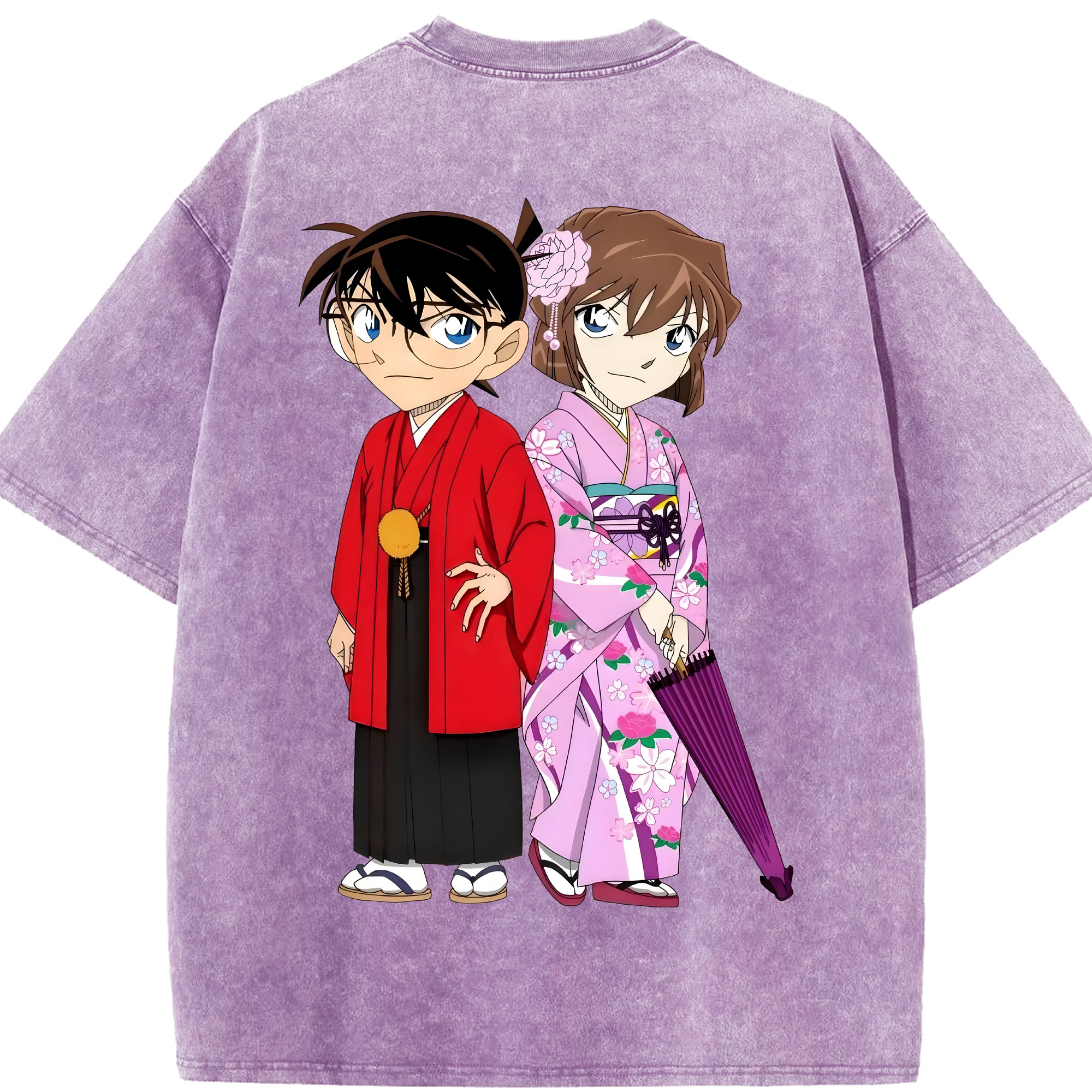 （画像用） 名探偵コナン 江戸川 コナン Detective Conan Conan Edogawa 綿100% ヴィンテージ風 半袖Tシャツ（背面プリント）