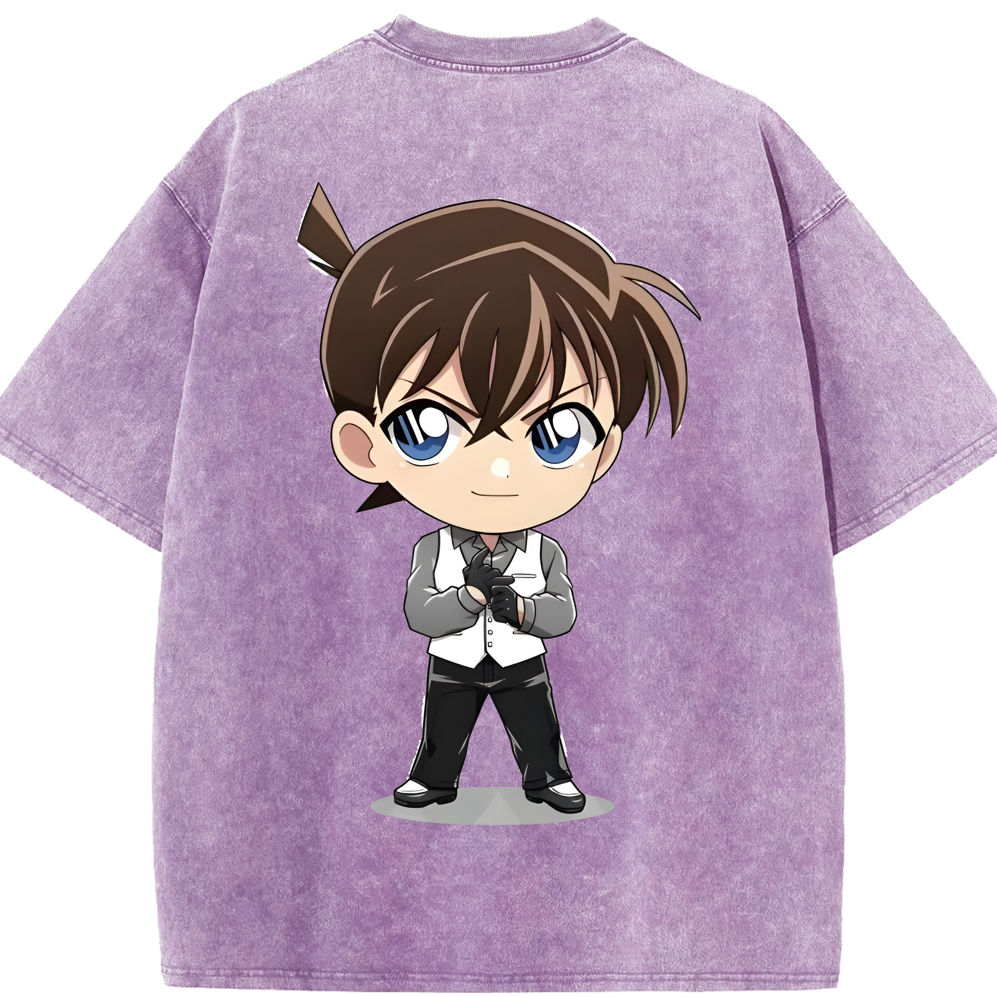 （画像用） 名探偵コナン 江戸川 コナン Detective Conan Conan Edogawa 綿100% ヴィンテージ風 半袖Tシャツ（背面プリント）