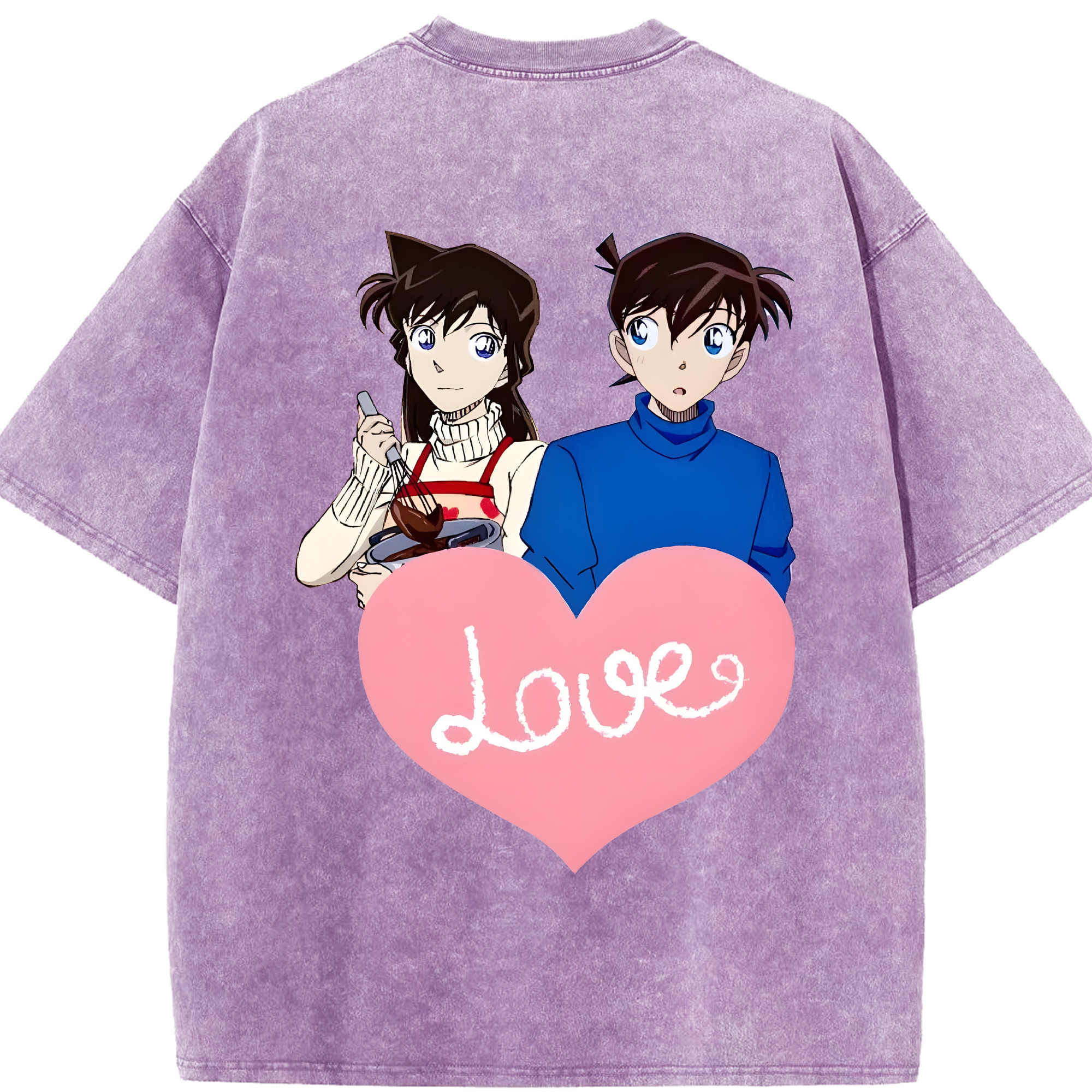 （画像用） 名探偵コナン 毛利 蘭 もうり らん、モーリ ラン Detective Conan Rachel Moore 綿100% ヴィンテージ風 半袖Tシャツ（背面プリント）