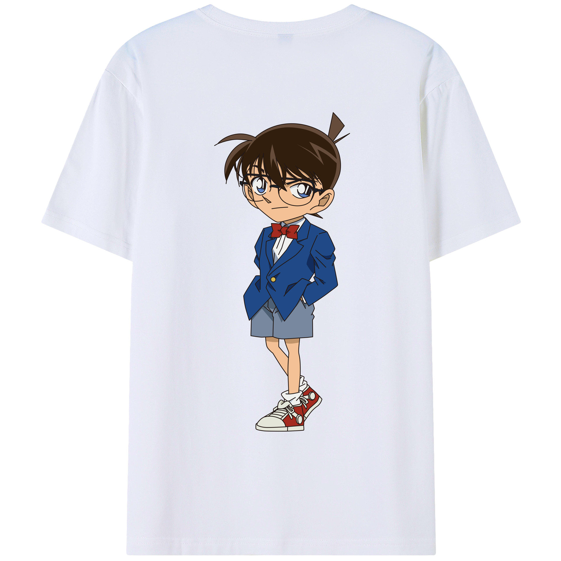 （画像用） 名探偵コナン 江戸川 コナン Detective Conan Conan Edogawa 綿100％ メンズ半袖Tシャツ（バックプリント） 通気性