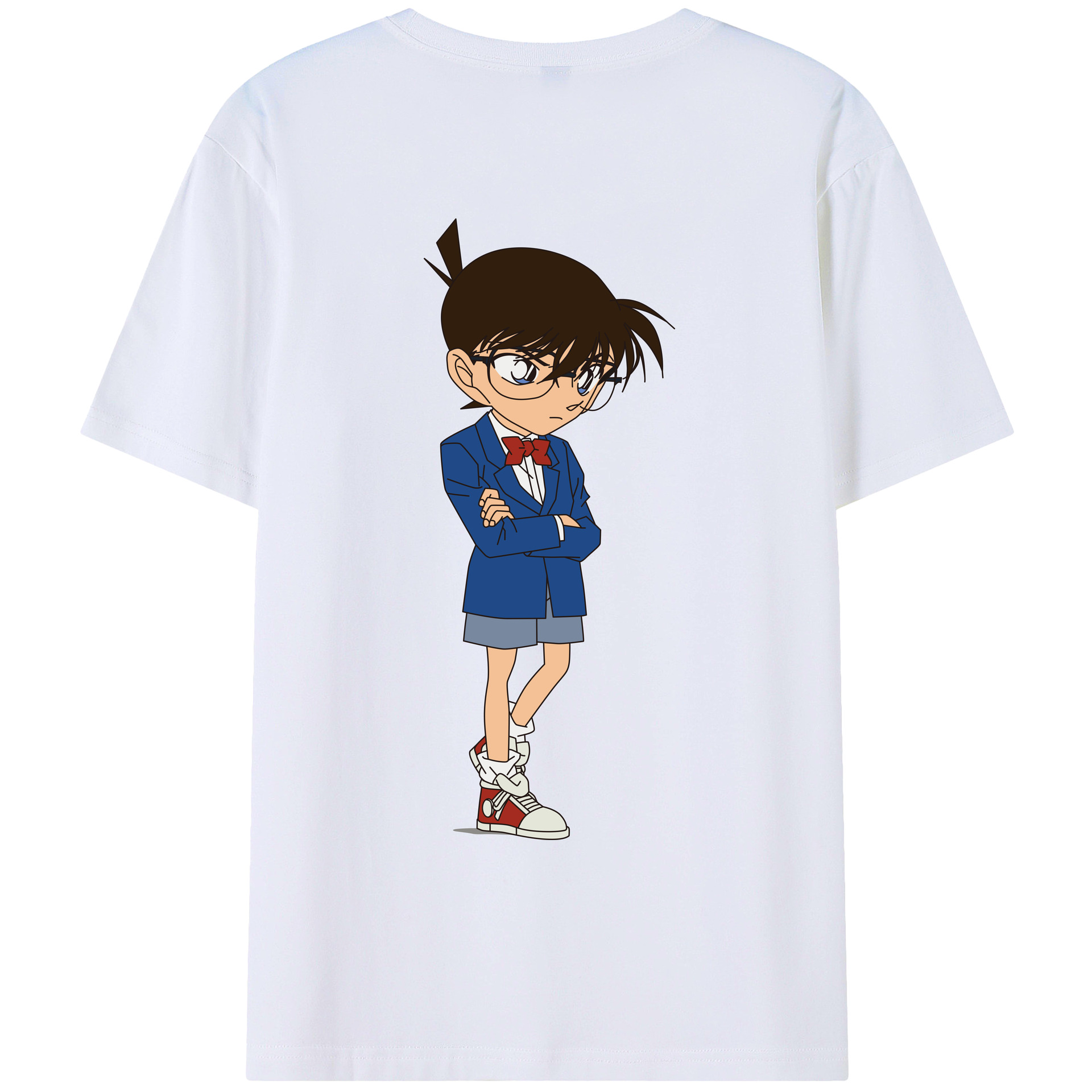 （画像用） 名探偵コナン 江戸川 コナン Detective Conan Conan Edogawa 綿100％ メンズ半袖Tシャツ（バックプリント） 通気性