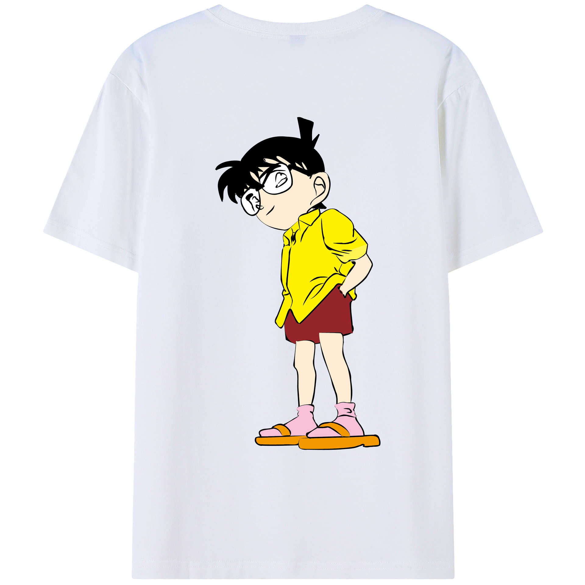 （画像用） 名探偵コナン 江戸川 コナン Detective Conan Conan Edogawa 綿100％ メンズ半袖Tシャツ（バックプリント） 通気性