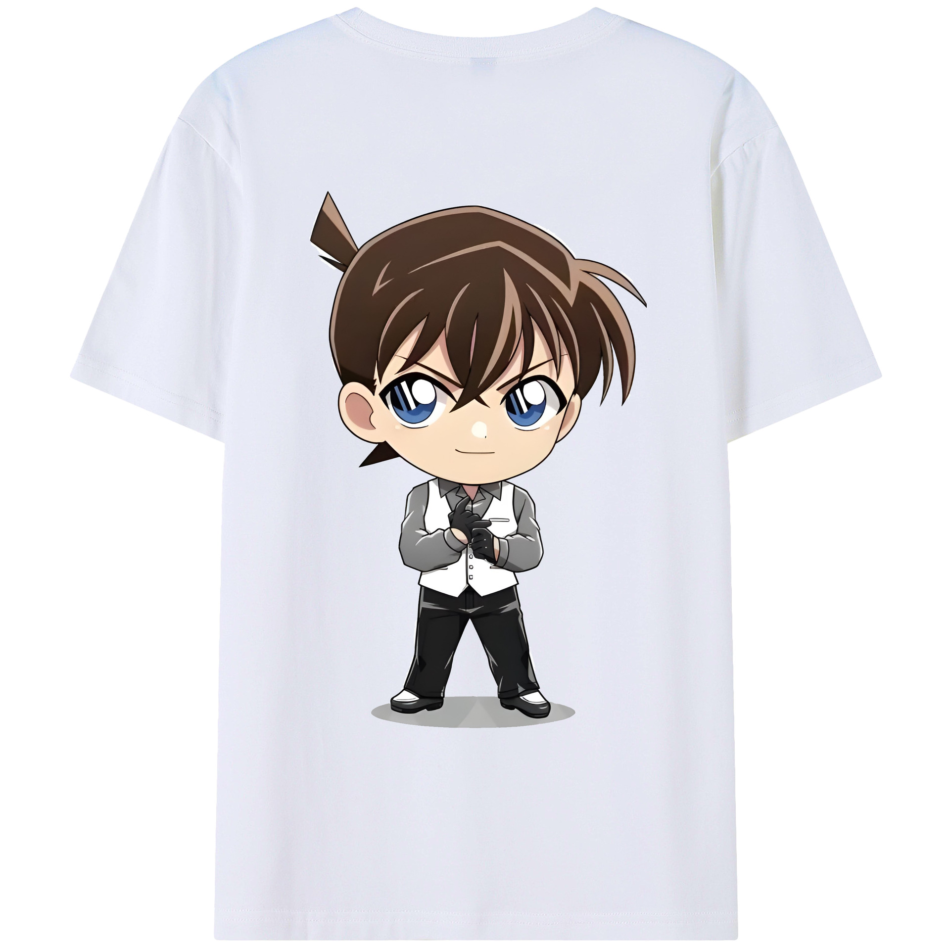 （画像用） 名探偵コナン 江戸川 コナン Detective Conan Conan Edogawa 綿100％ メンズ半袖Tシャツ（バックプリント） 通気性