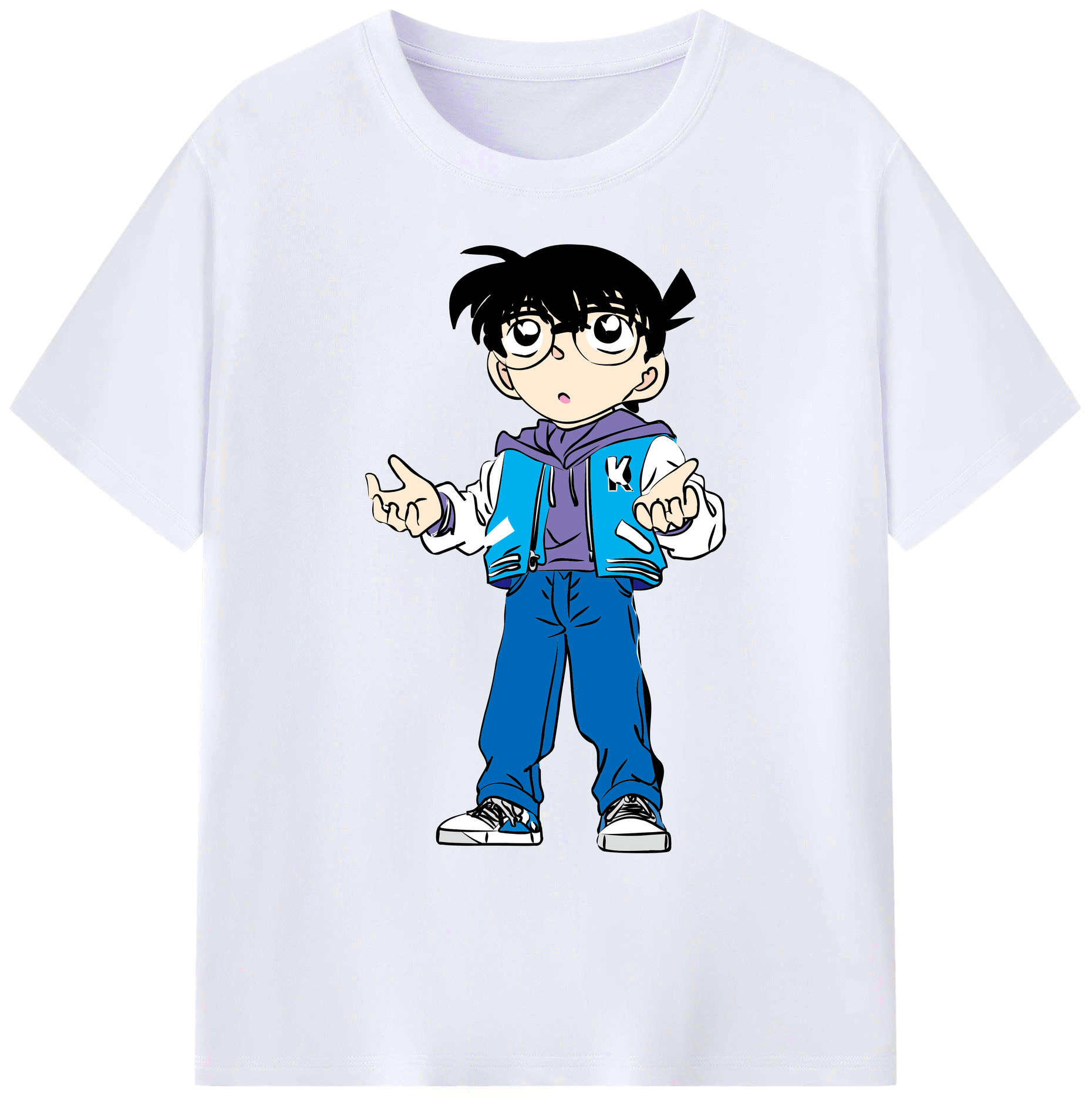 （画像用） 名探偵コナン 江戸川 コナン Detective Conan Conan Edogawa 綿100％ メンズ半袖Tシャツ｜肌触りやわらか＆通気性