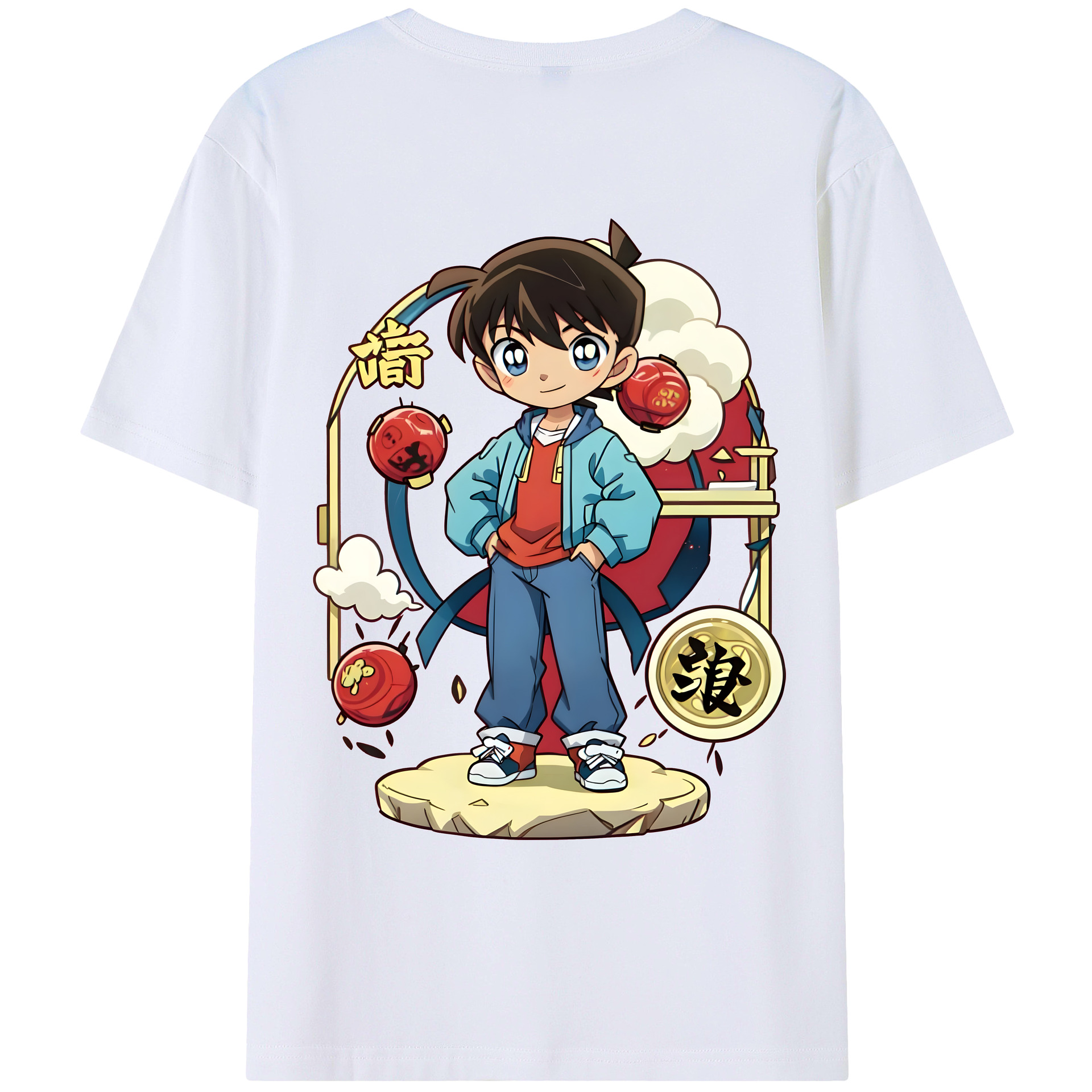 （画像用） 名探偵コナン 江戸川 コナン Detective Conan Conan Edogawa レディース半袖Tシャツ(バックプリント)