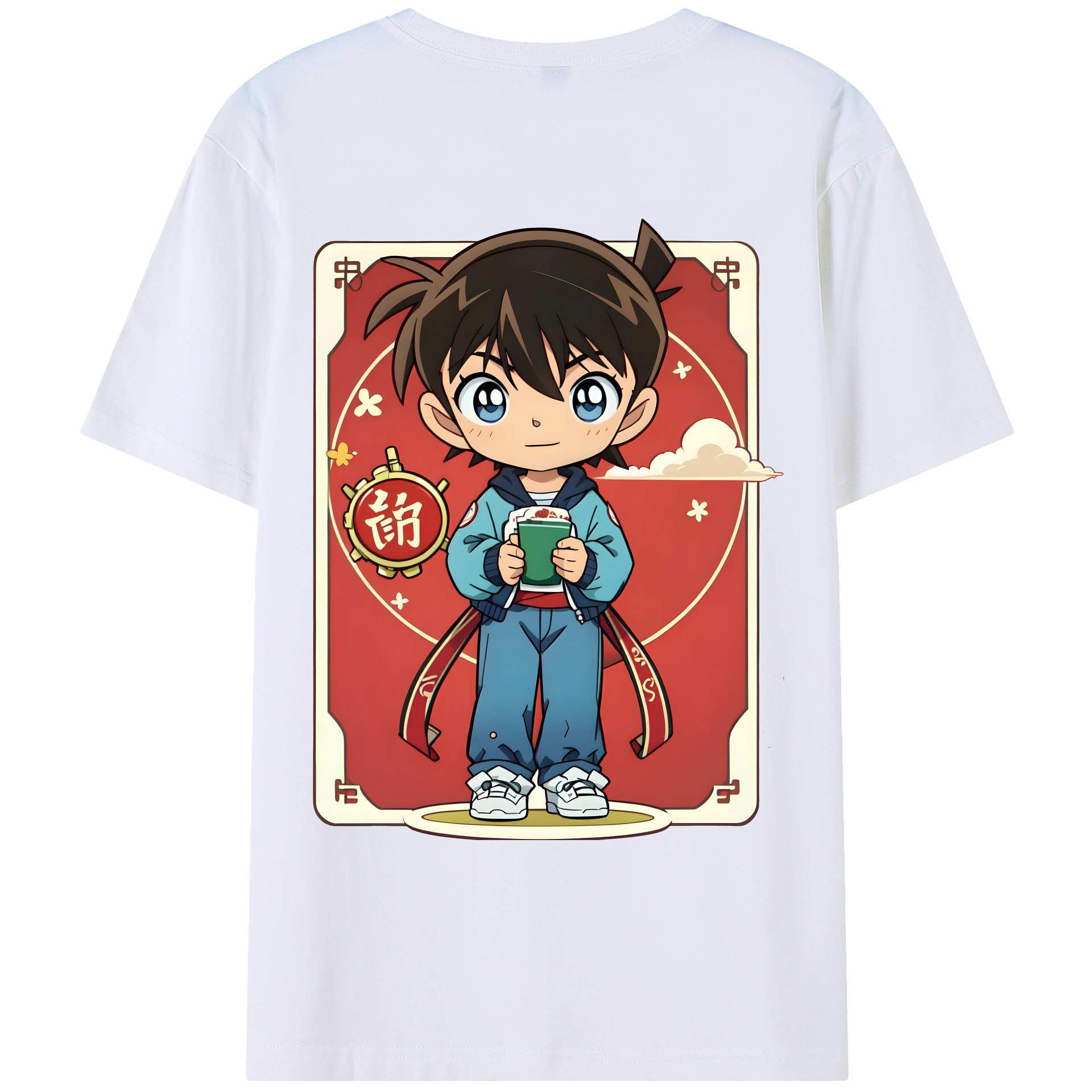 （画像用） 名探偵コナン 江戸川 コナン Detective Conan Conan Edogawa レディース半袖Tシャツ(バックプリント)