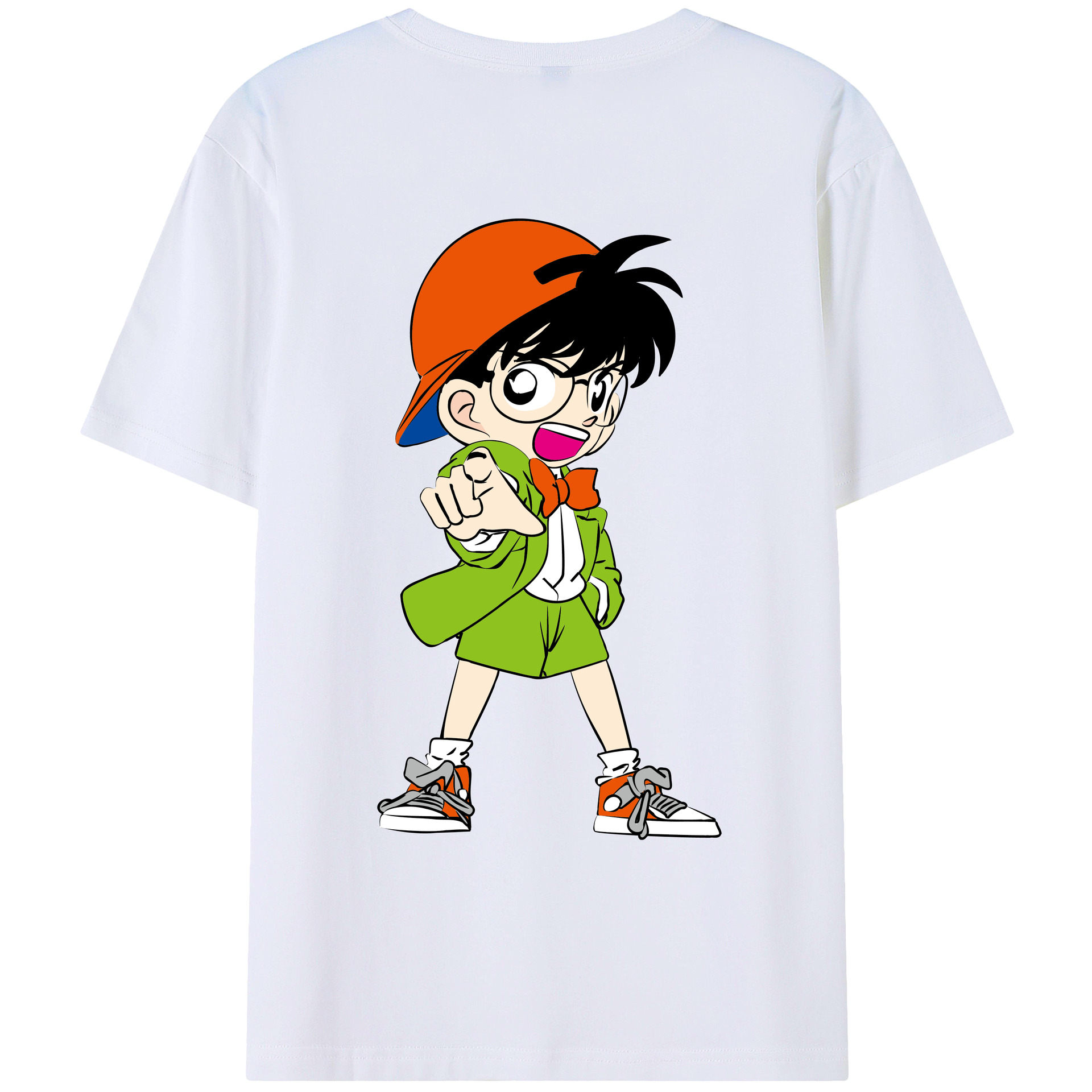（画像用） 名探偵コナン 江戸川 コナン Detective Conan Conan Edogawa レディース半袖Tシャツ(バックプリント)