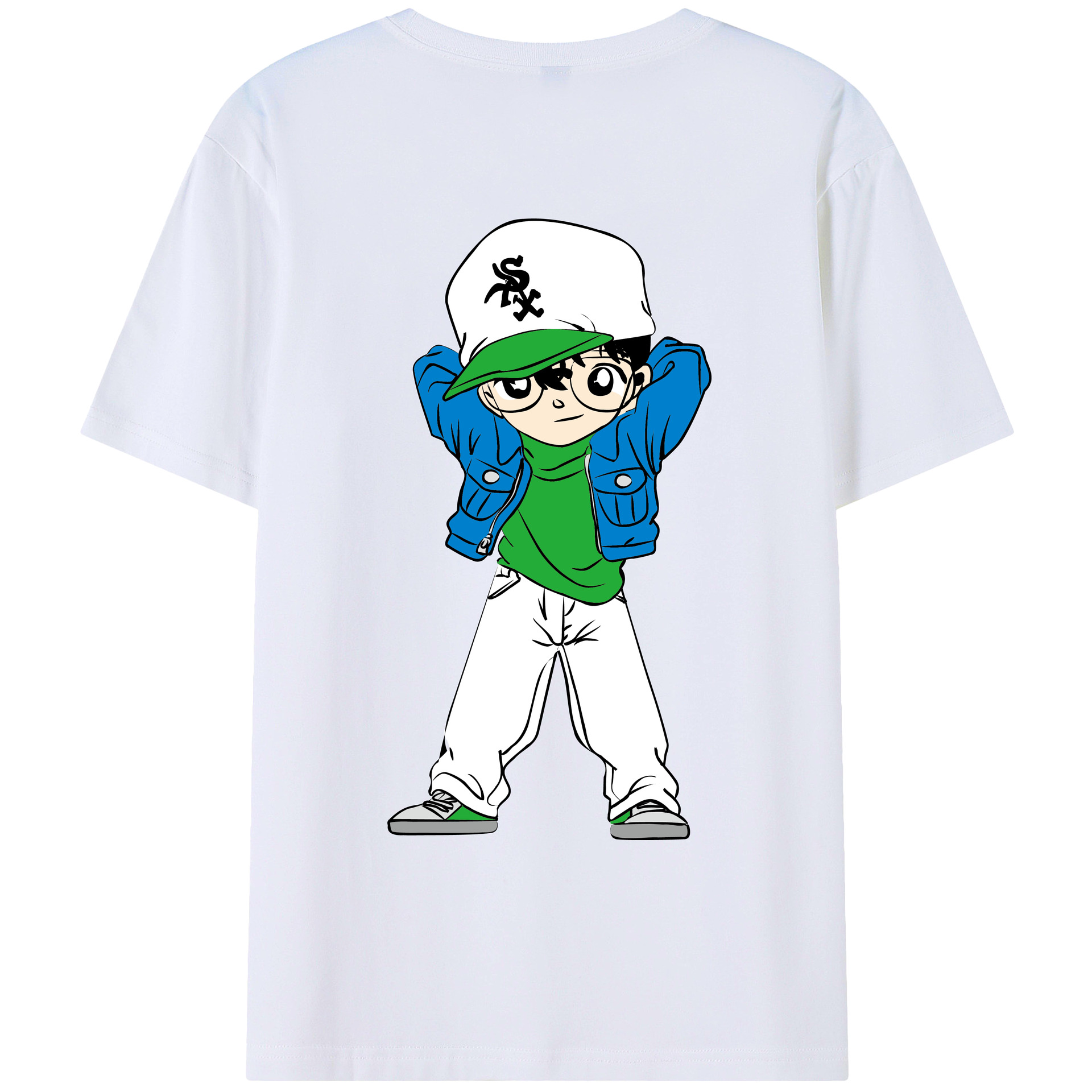 （画像用） 名探偵コナン 江戸川 コナン Detective Conan Conan Edogawa レディース半袖Tシャツ(バックプリント)