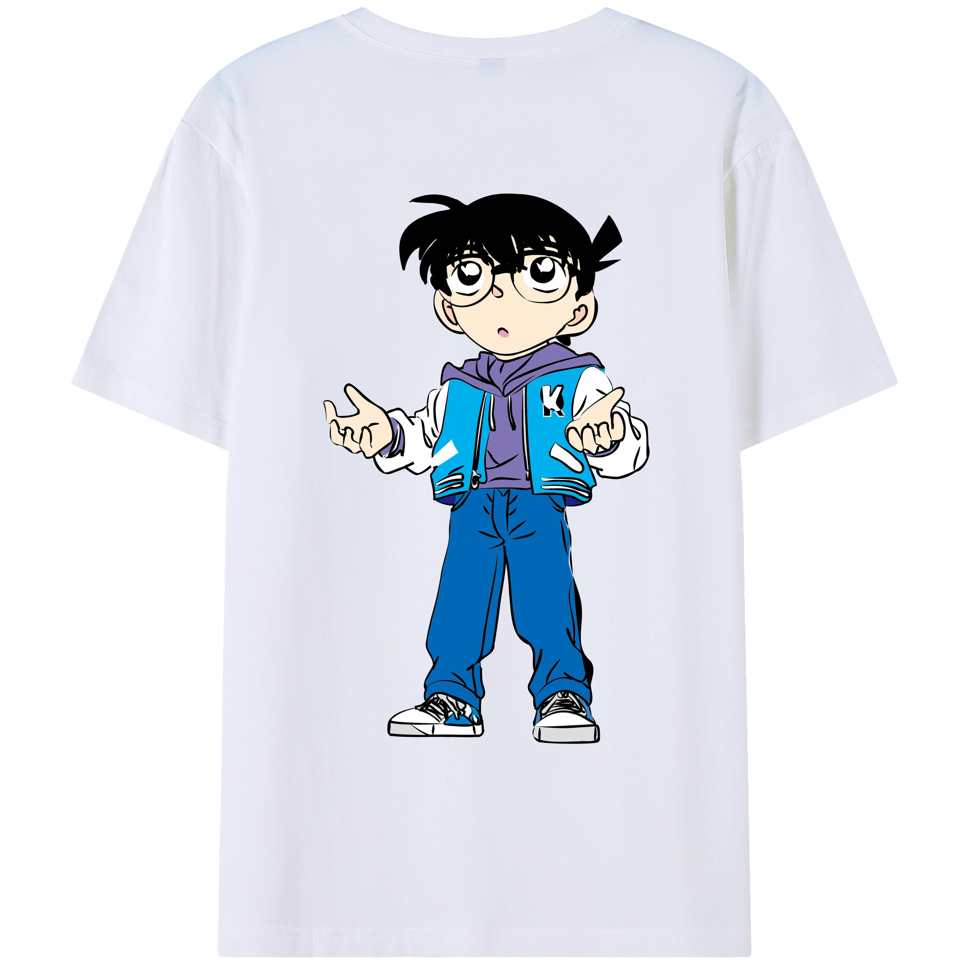 （画像用） 名探偵コナン 江戸川 コナン Detective Conan Conan Edogawa レディース半袖Tシャツ(バックプリント)