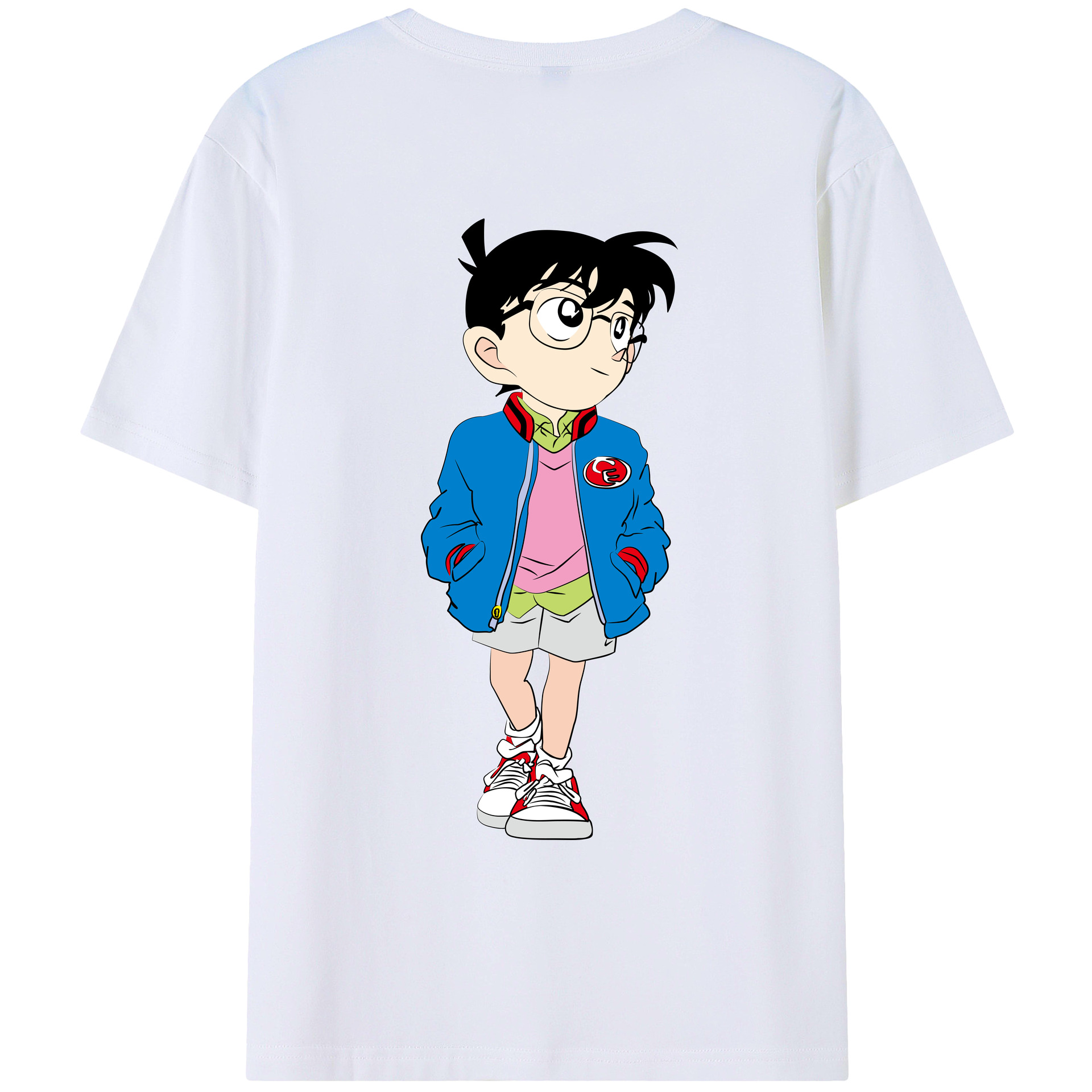 （画像用） 名探偵コナン 江戸川 コナン Detective Conan Conan Edogawa レディース半袖Tシャツ(バックプリント)