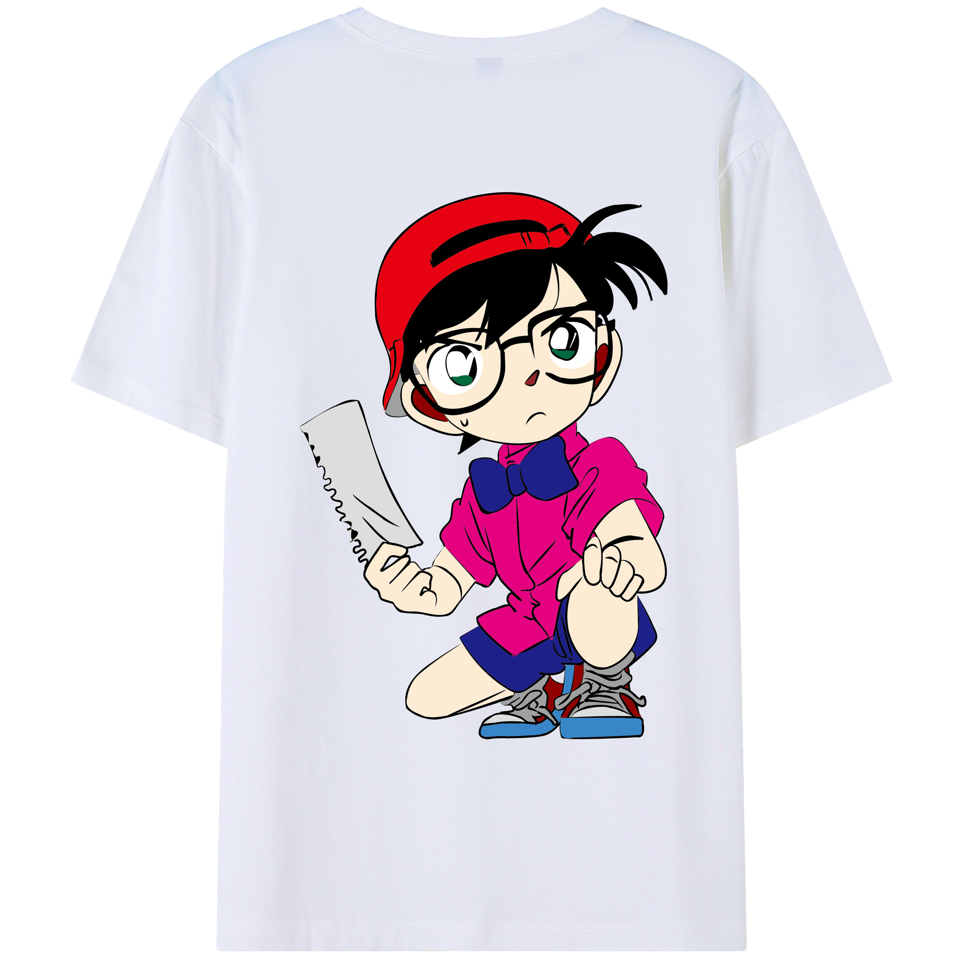 （画像用） 名探偵コナン 江戸川 コナン Detective Conan Conan Edogawa レディース半袖Tシャツ(バックプリント)