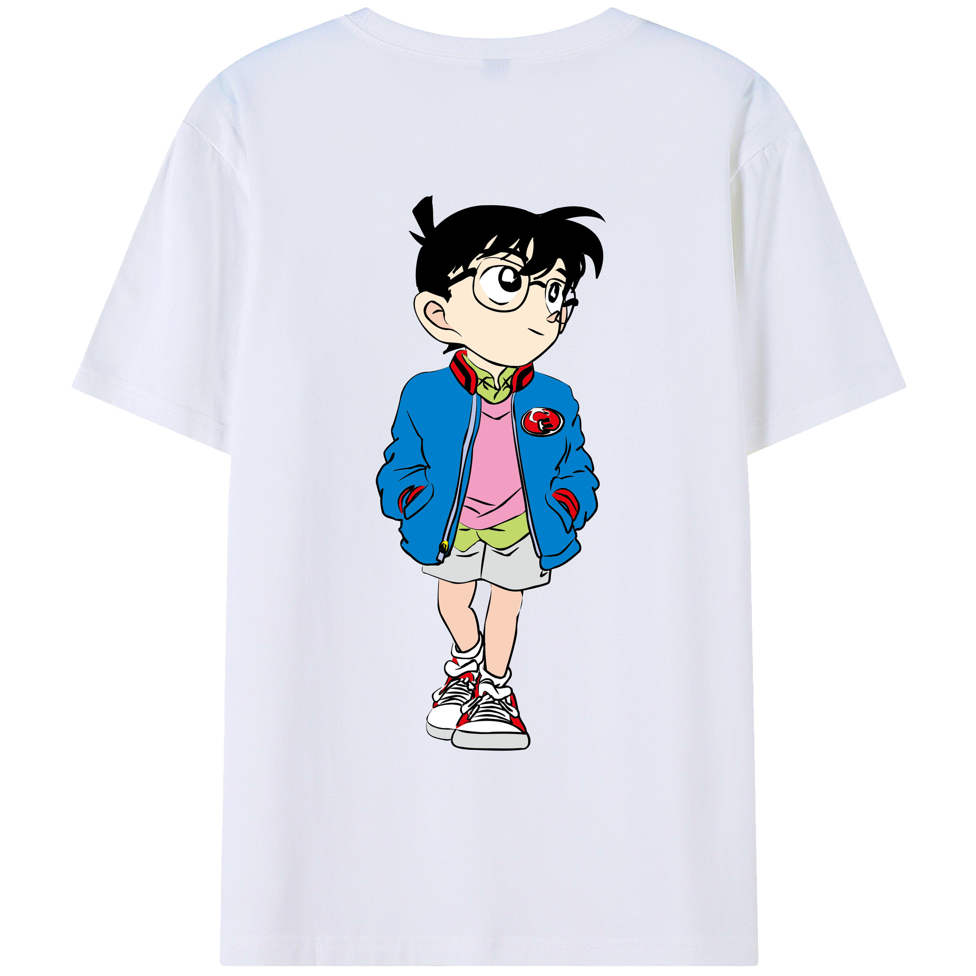 （画像用） 名探偵コナン 江戸川 コナン Detective Conan Conan Edogawa レディース半袖Tシャツ(バックプリント)