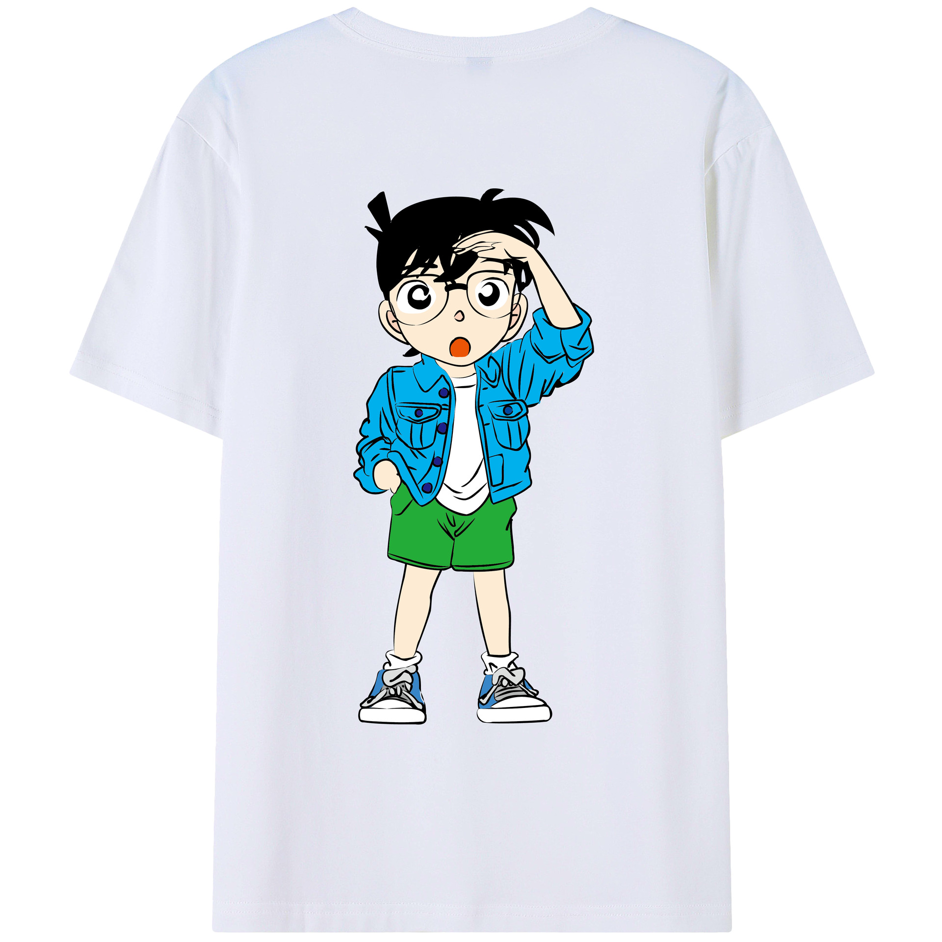 （画像用） 名探偵コナン 江戸川 コナン Detective Conan Conan Edogawa レディース半袖Tシャツ(バックプリント)