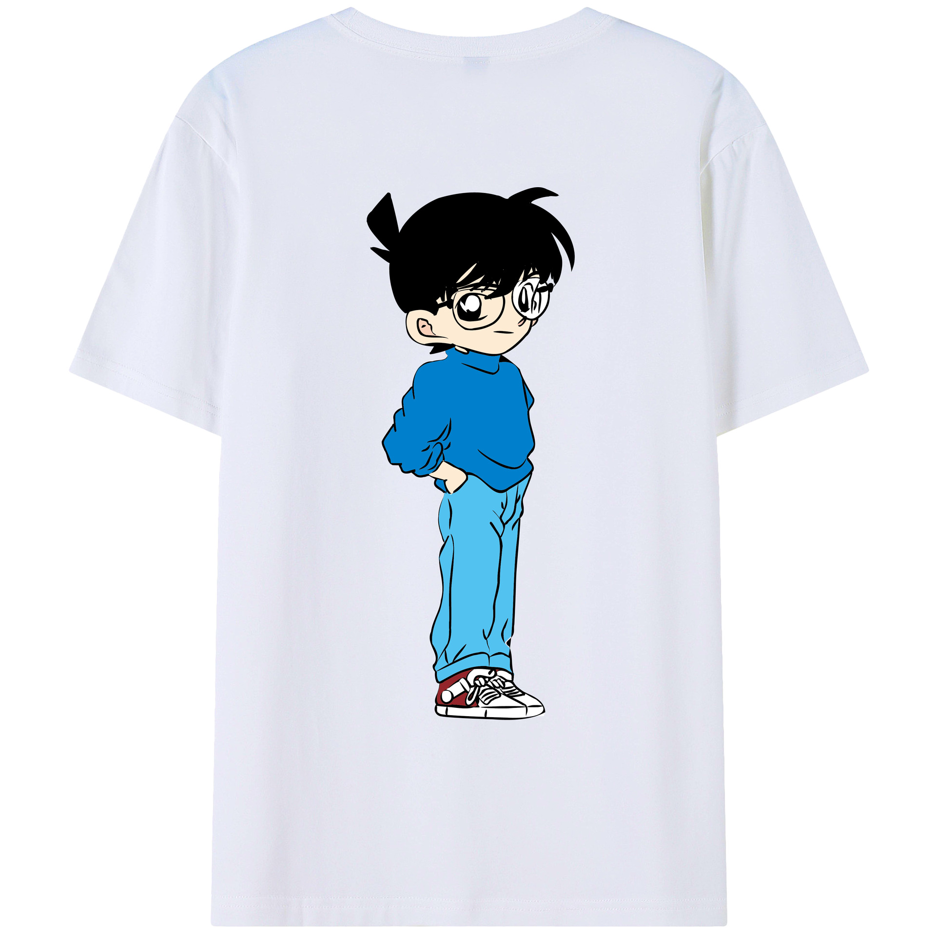 （画像用） 名探偵コナン 江戸川 コナン Detective Conan Conan Edogawa レディース半袖Tシャツ(バックプリント)